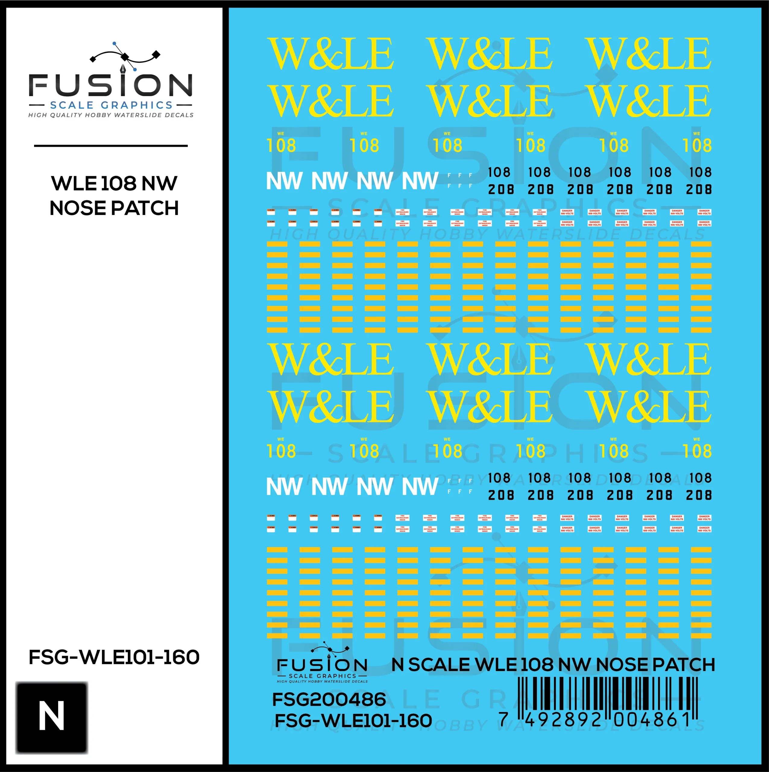 N Scale Wheeling And Lake Erie Railway EMD GP35 108 NW Nose Patch Decal Set - Fusion Scale Graphics