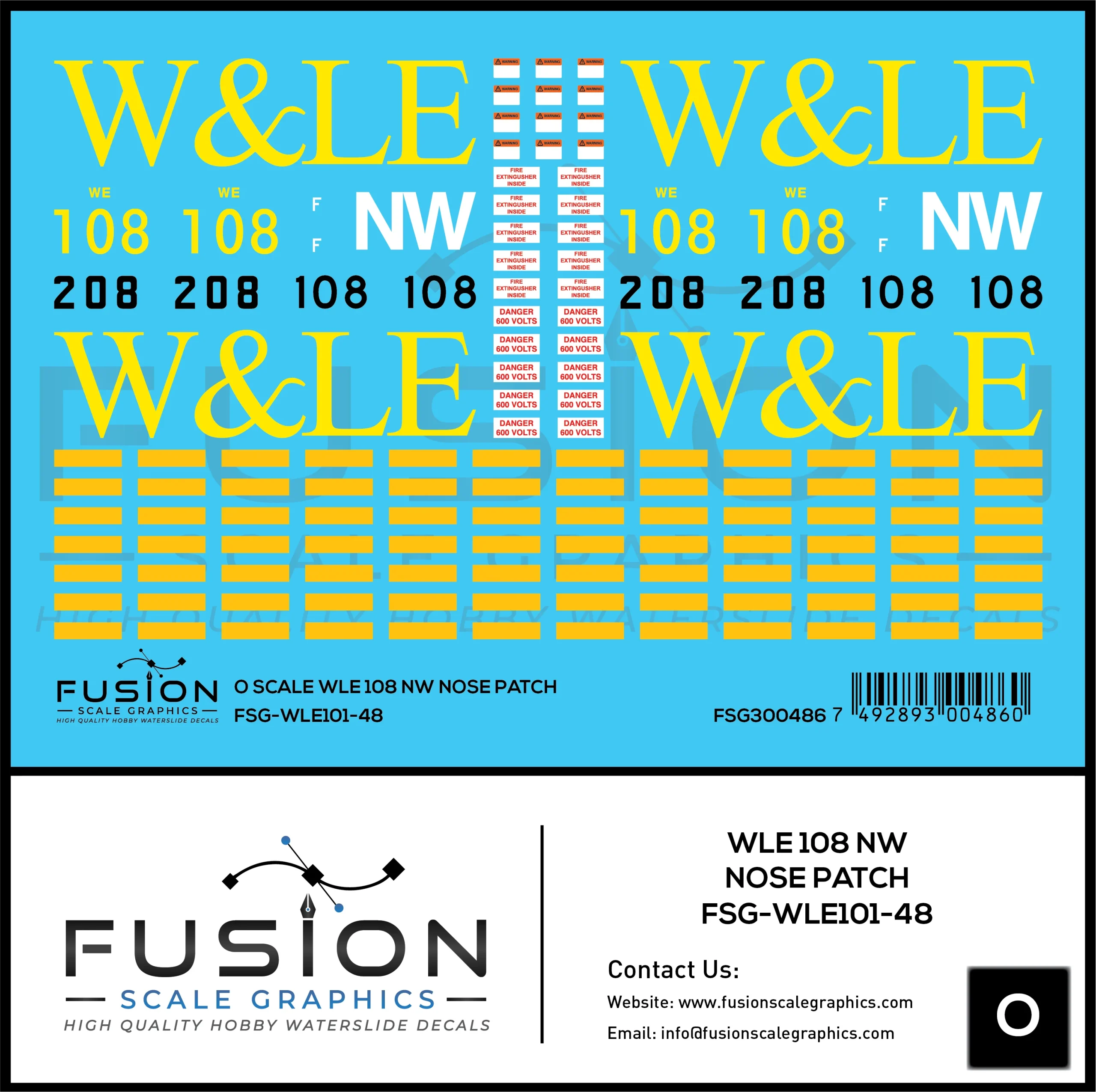 O Scale Wheeling And Lake Erie Railway EMD GP35 108 NW Nose Patch Decal Set - Fusion Scale Graphics