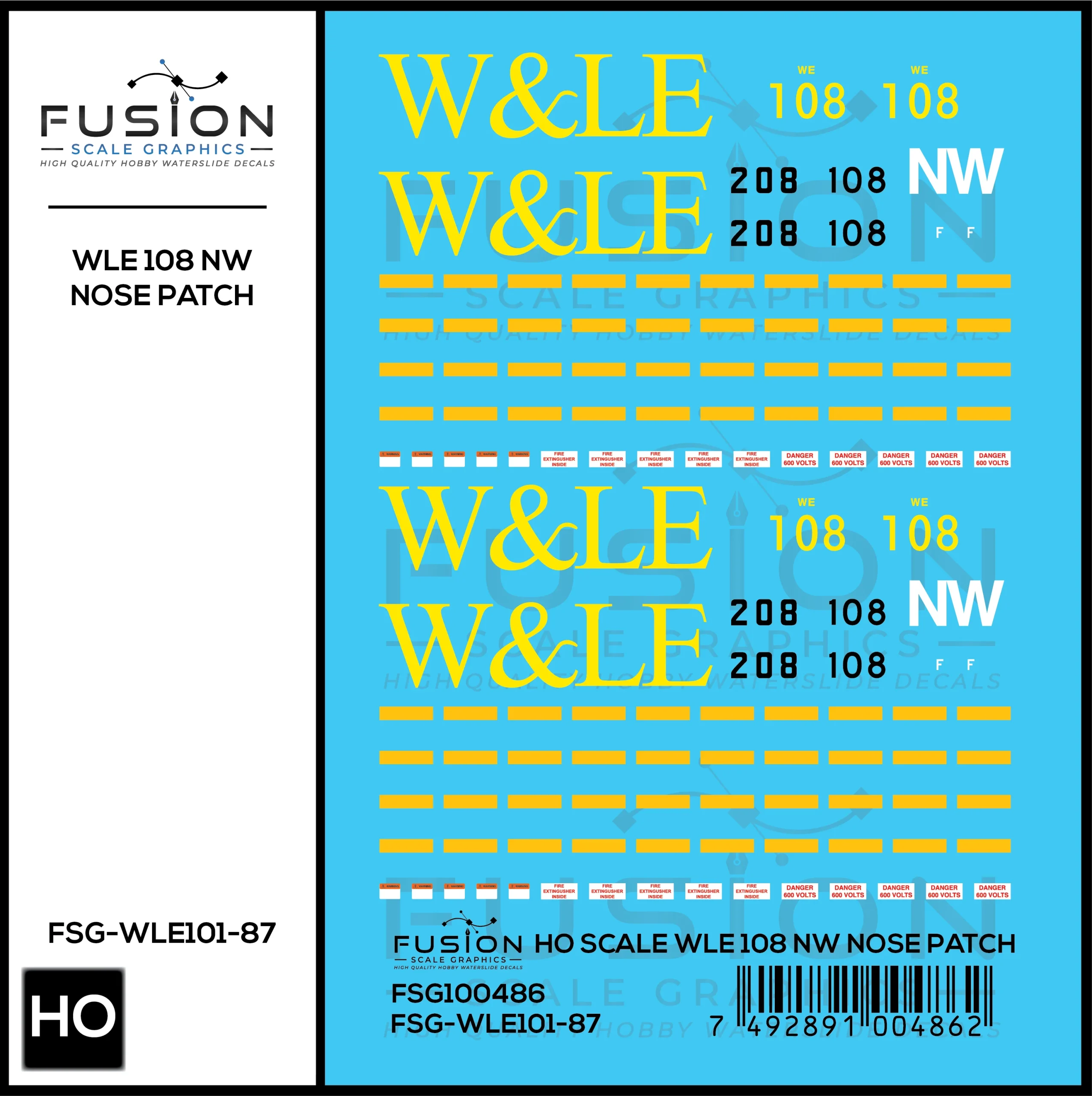 HO Scale Wheeling And Lake Erie Railway EMD GP35 108 NW Nose Patch Decal Set - Fusion Scale Graphics