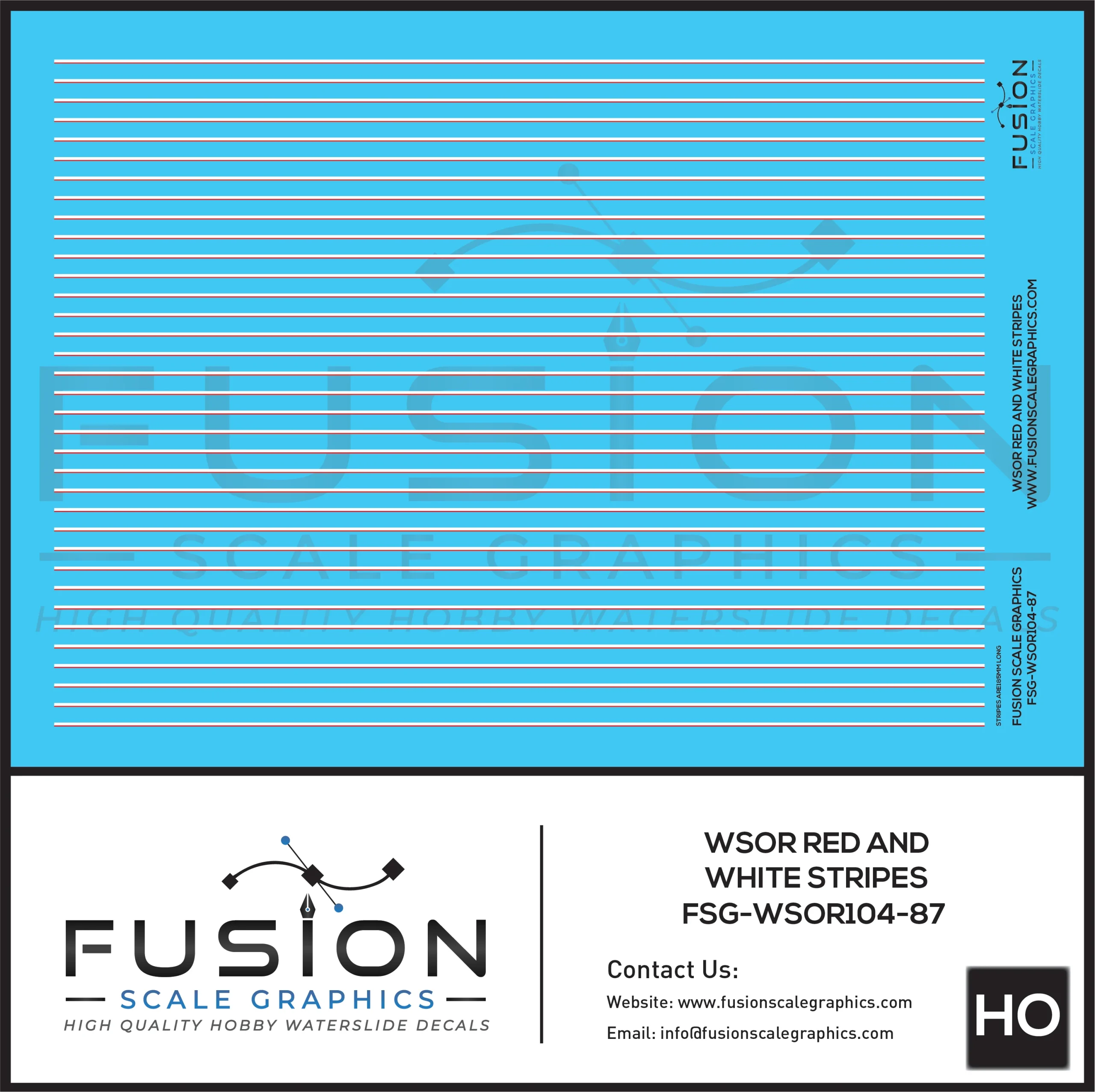 HO Scale WSOR Wisconsin and Southern Red and White Stripes Decal Set - Fusion Scale Graphics