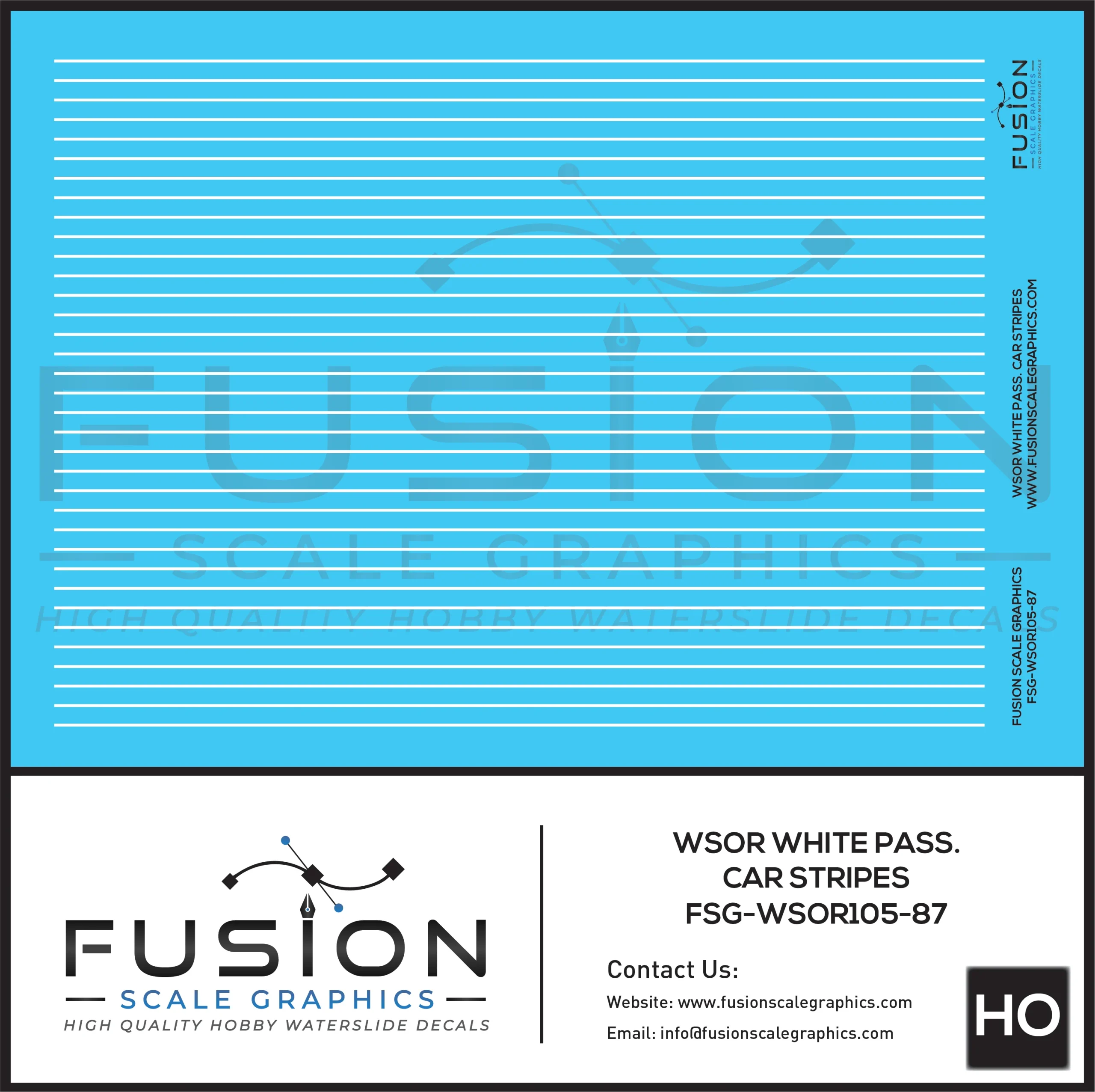 HO Scale WSOR Wisconsin and Southern White Stripes Decal Set - Fusion Scale Graphics