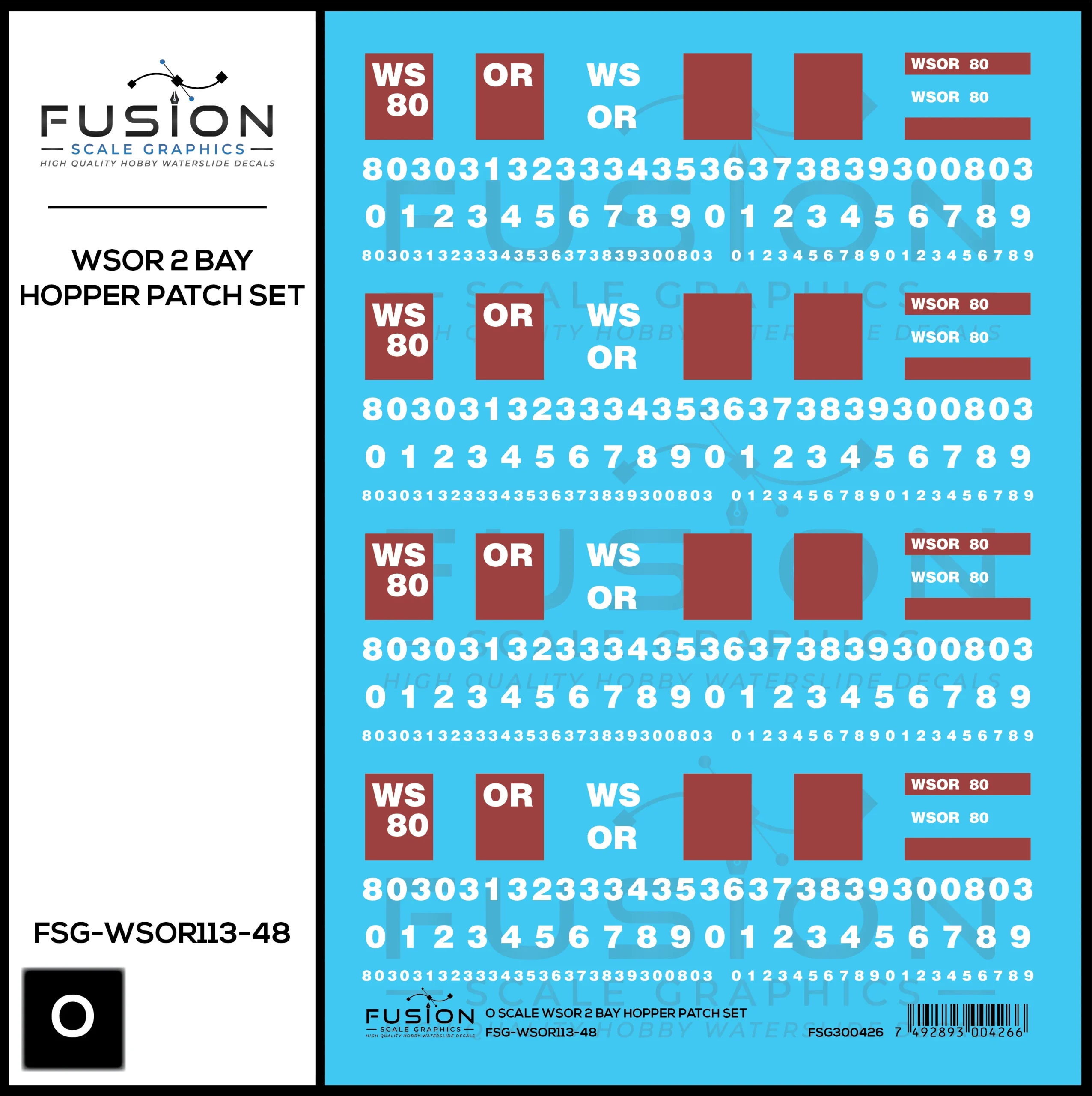 O Scale Wisconsin & Southern 2 Bay Hopper Patching Decal Set - Fusion Scale Graphics