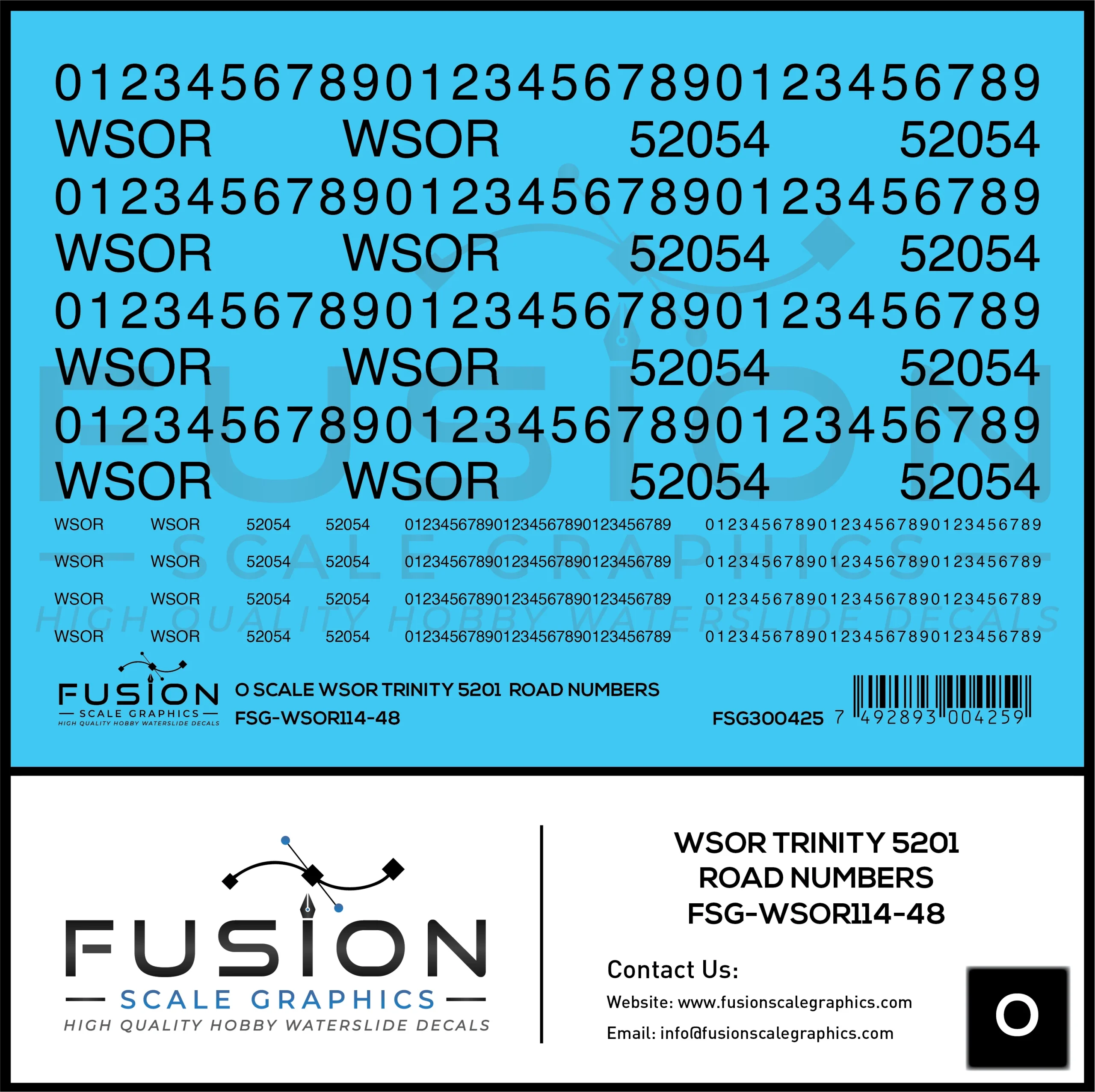 O Scale Wisconsin Southern Trinity 5201 Road Numbers Decal Set - Fusion Scale Graphics