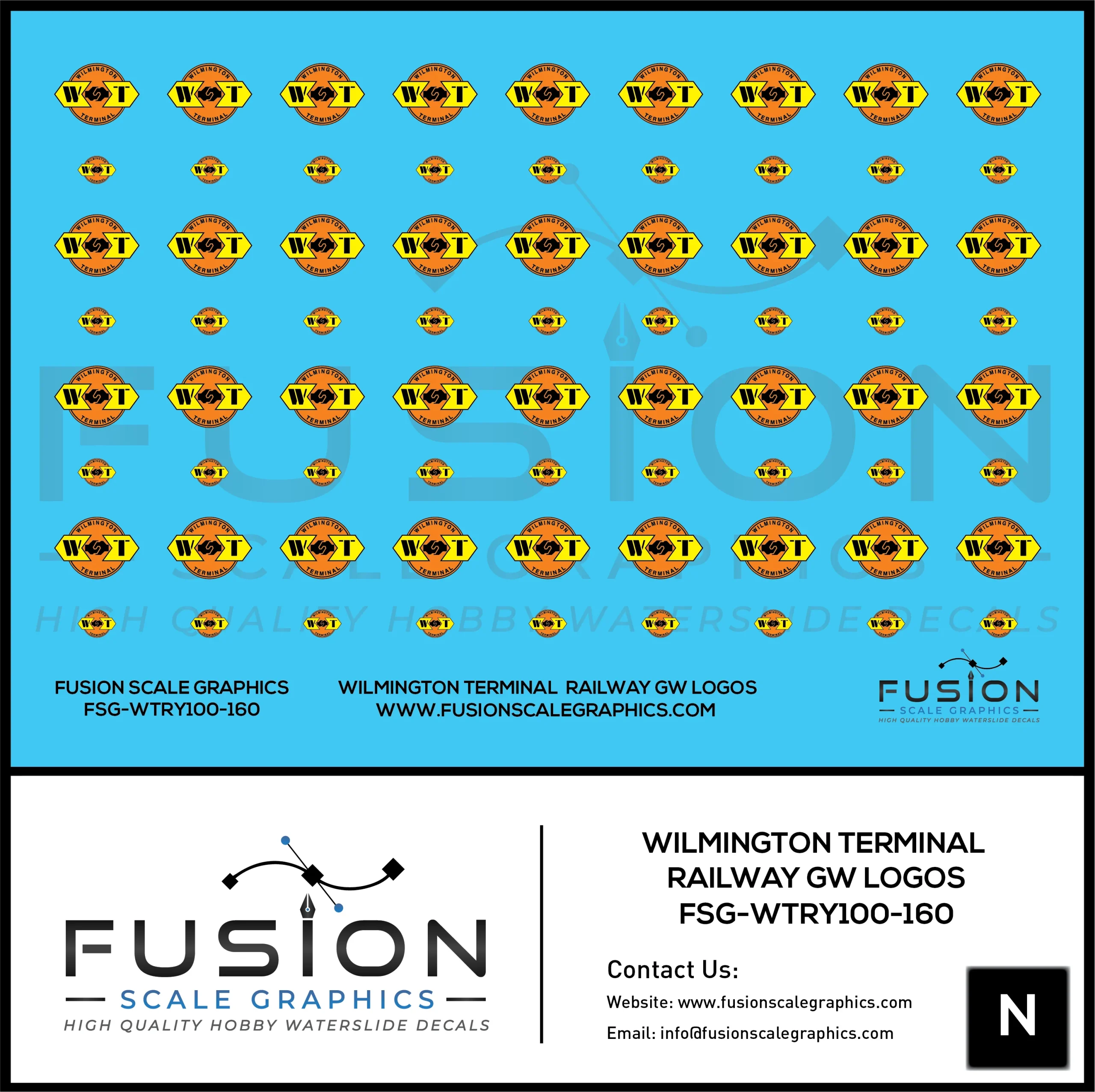N Scale Wilmington Terminal Railroad Logos Decal Set - Fusion Scale Graphics