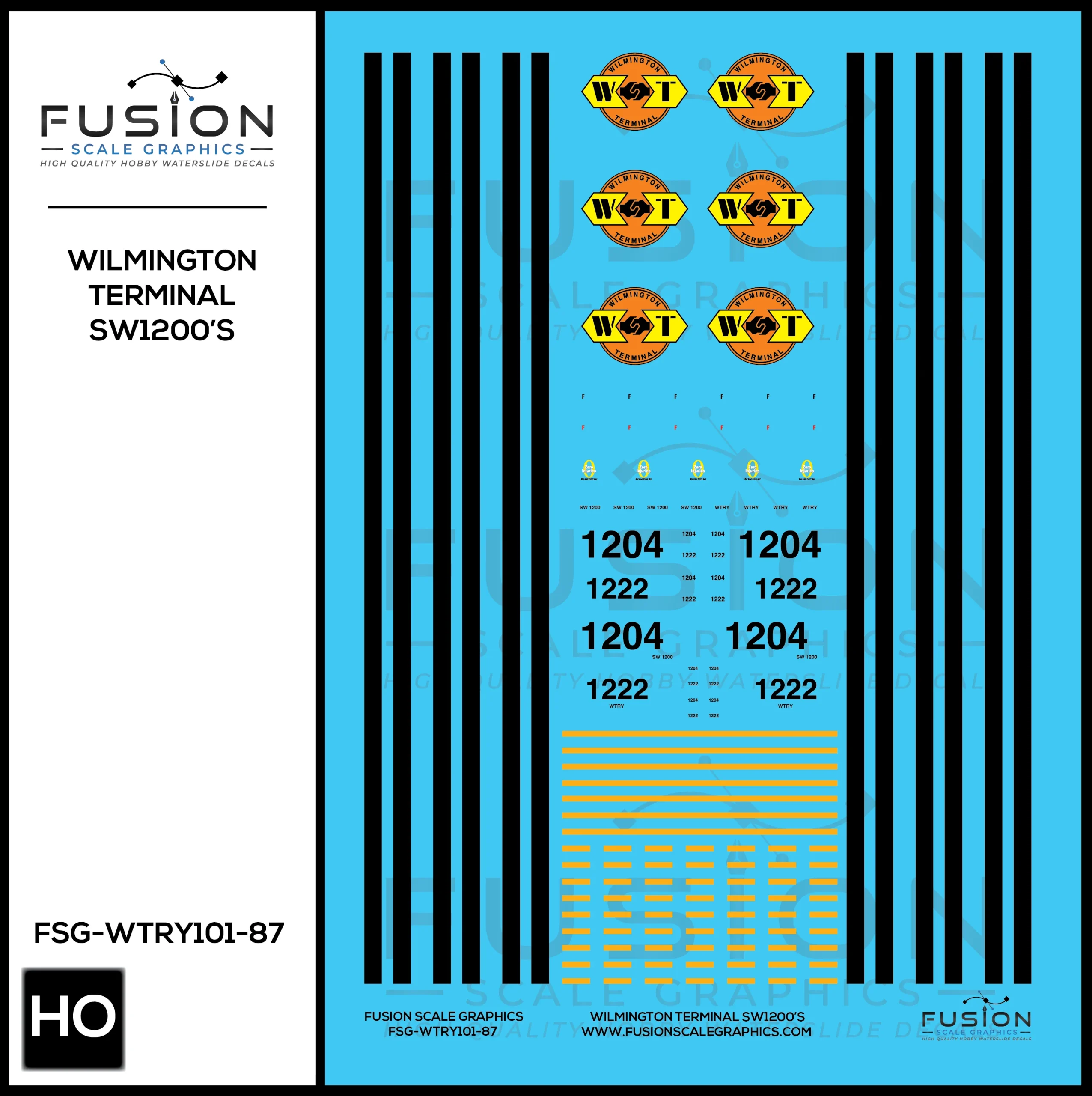 HO Scale Wilmington Terminal Railroad SW1200 Decal Set - Fusion Scale Graphics