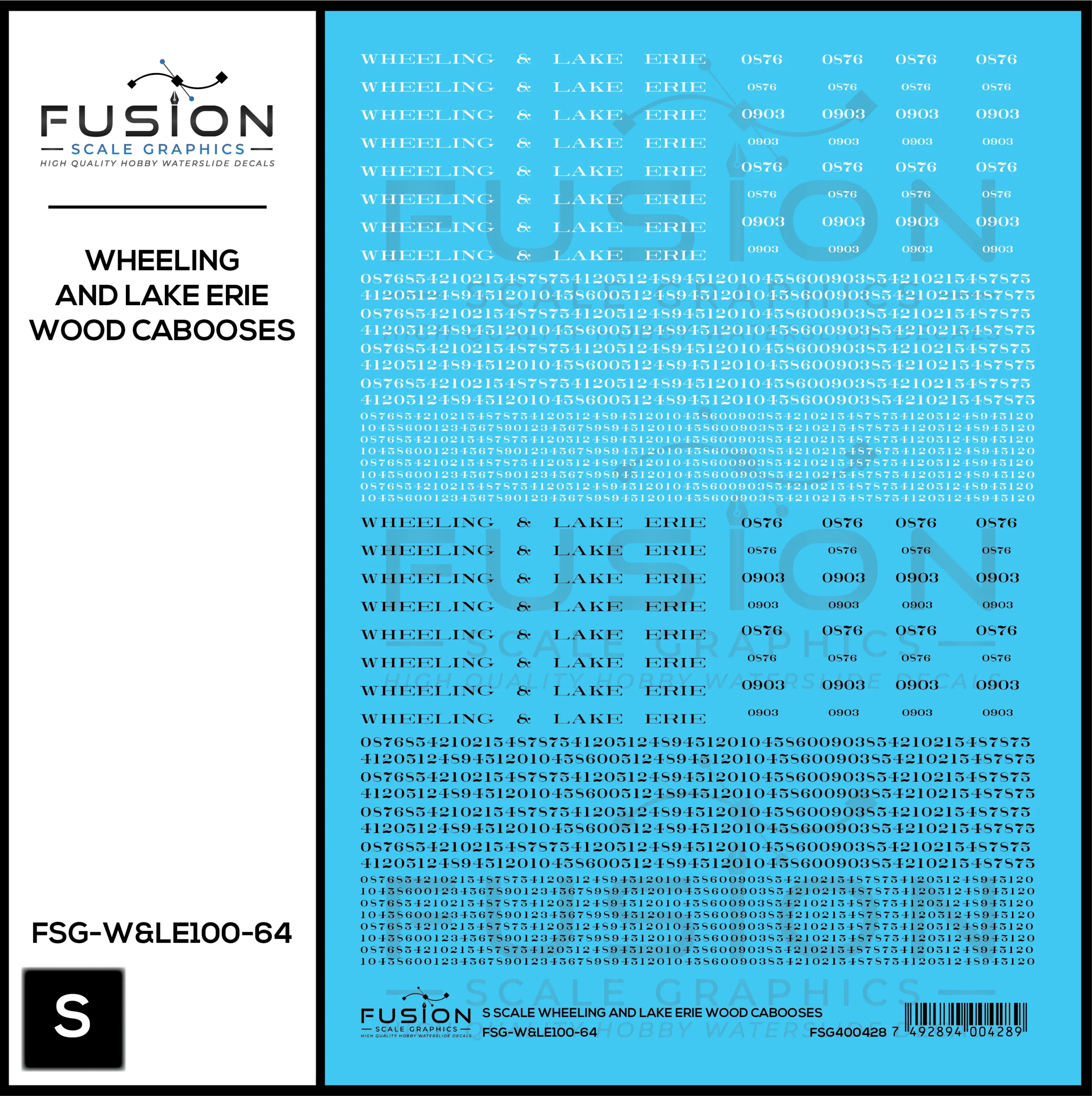 S Scale Wheeling & Lake Erie Wood Cabooses Decal Set - Fusion Scale Graphics