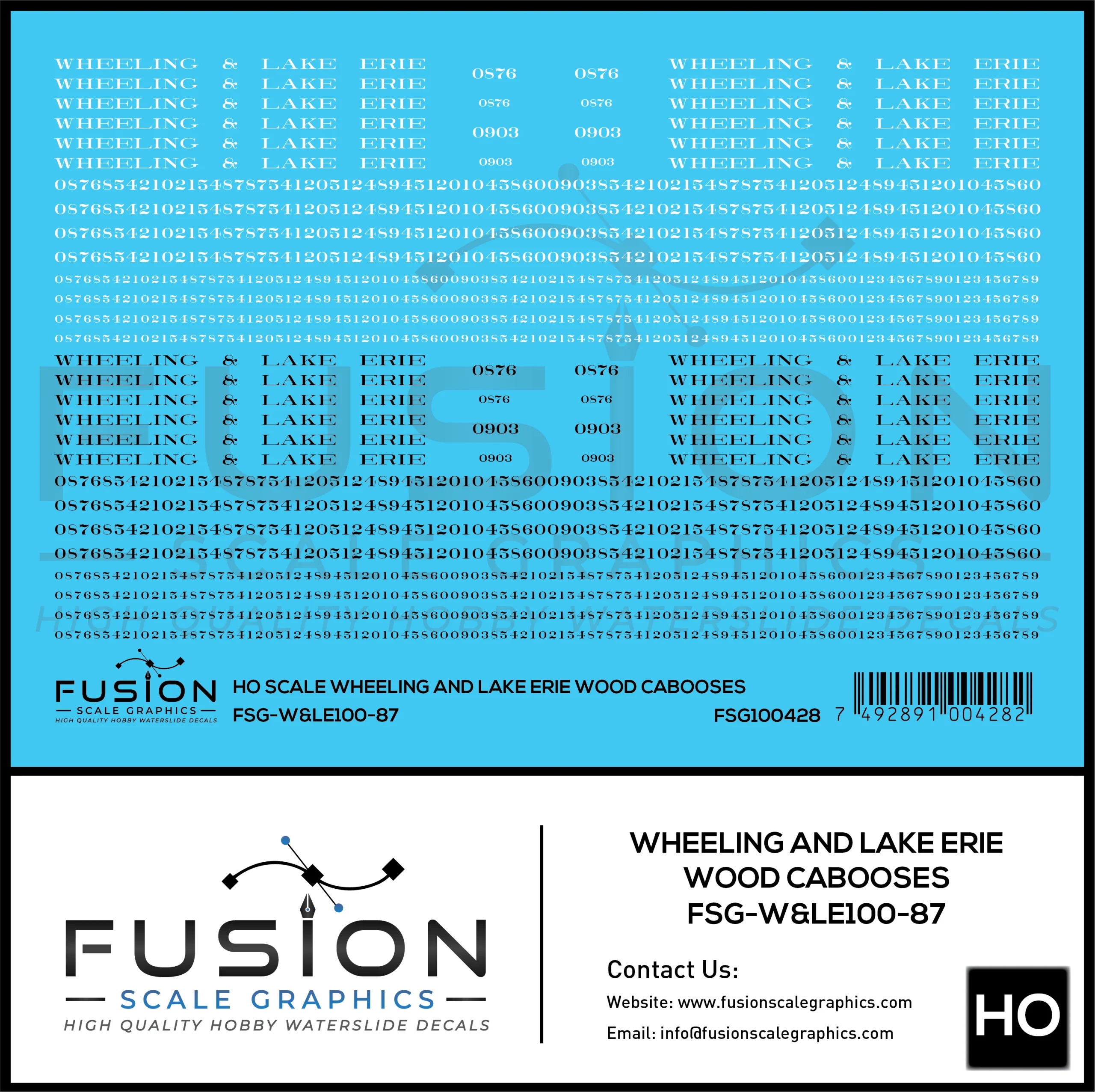 HO Scale Wheeling & Lake Erie Wood Cabooses Decal Set - Fusion Scale Graphics