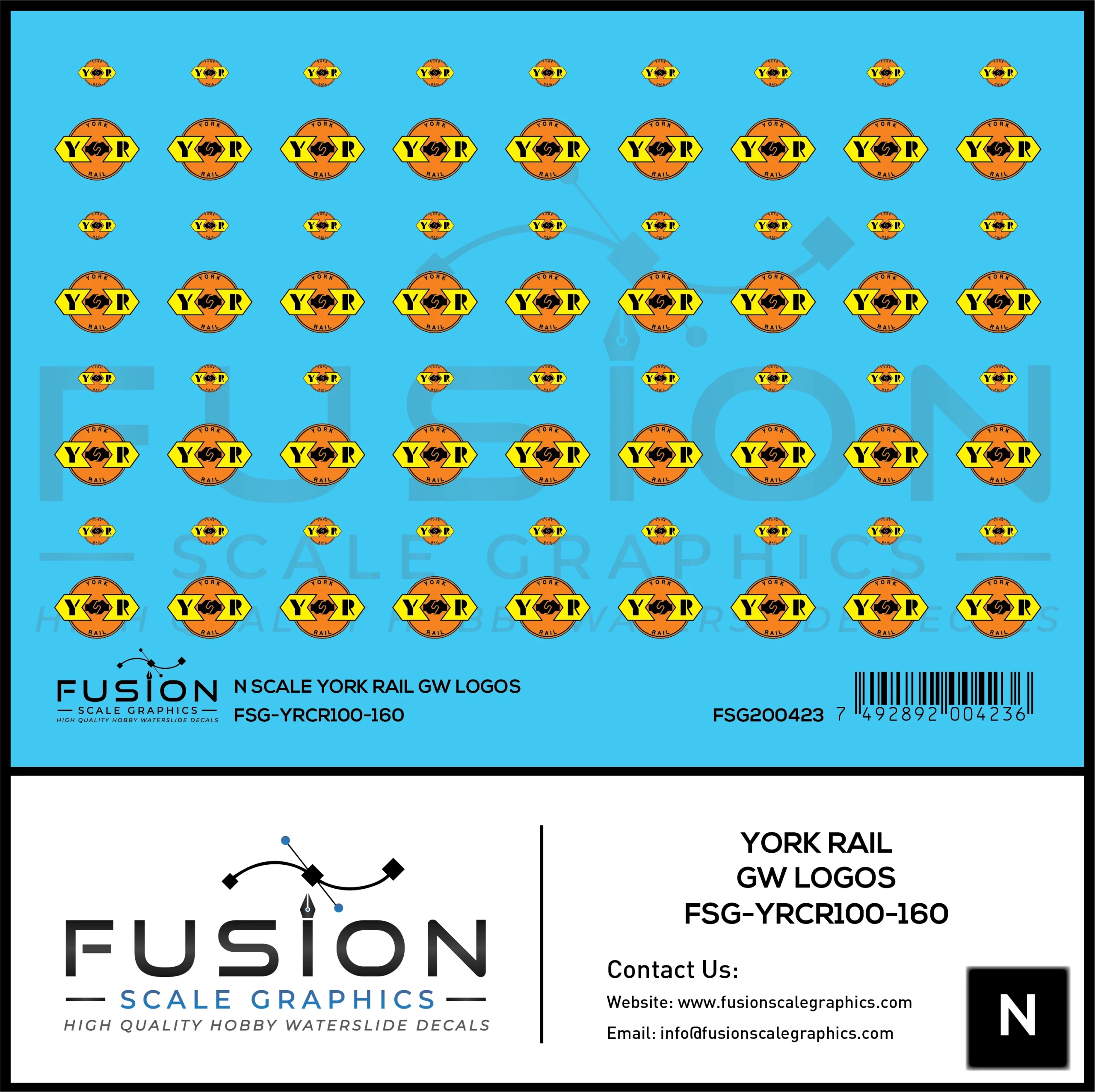 N Scale York Rail GW Logos Decal Set - Fusion Scale Graphics