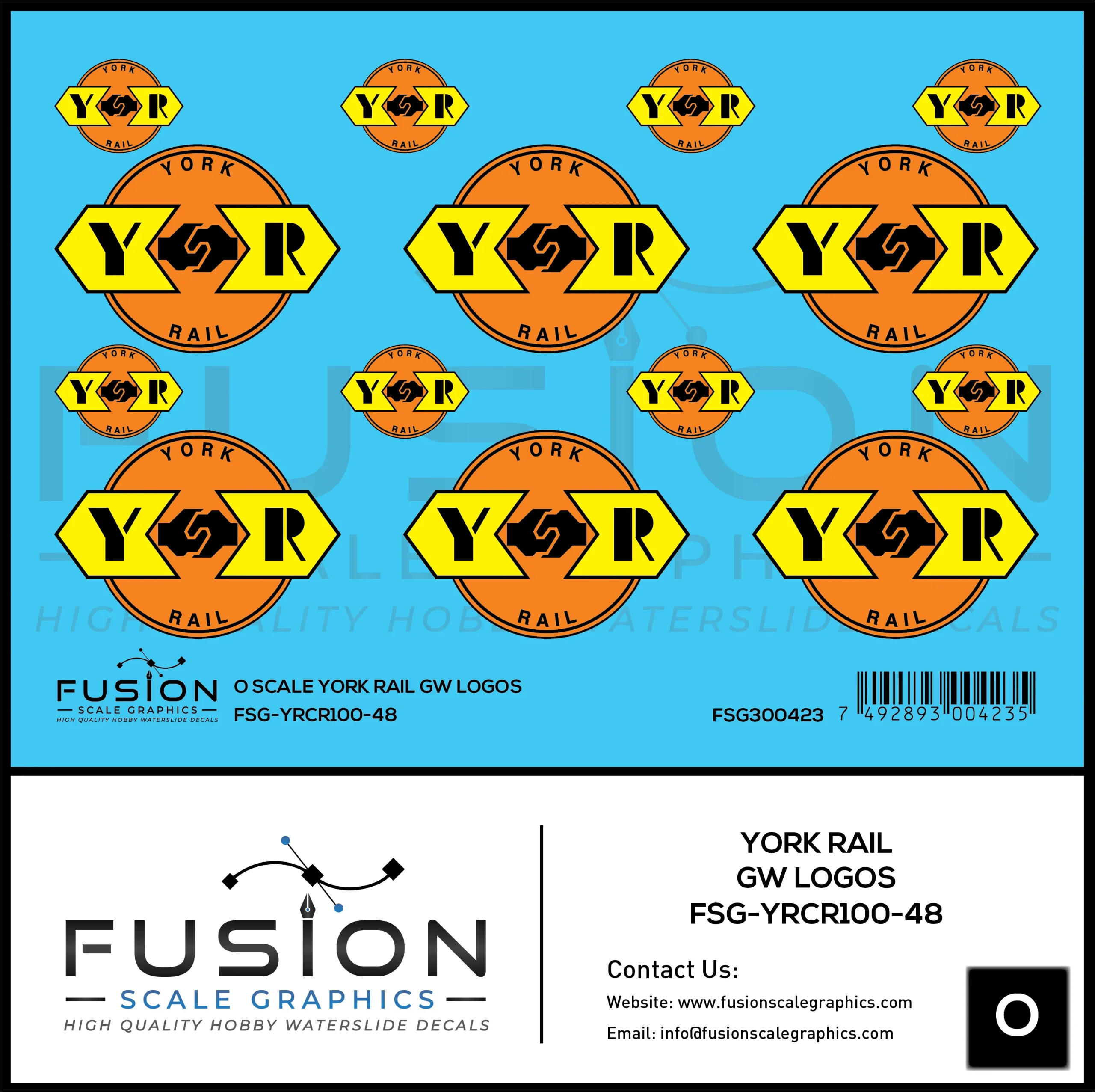 O Scale York Rail GW Logos Decal Set - Fusion Scale Graphics