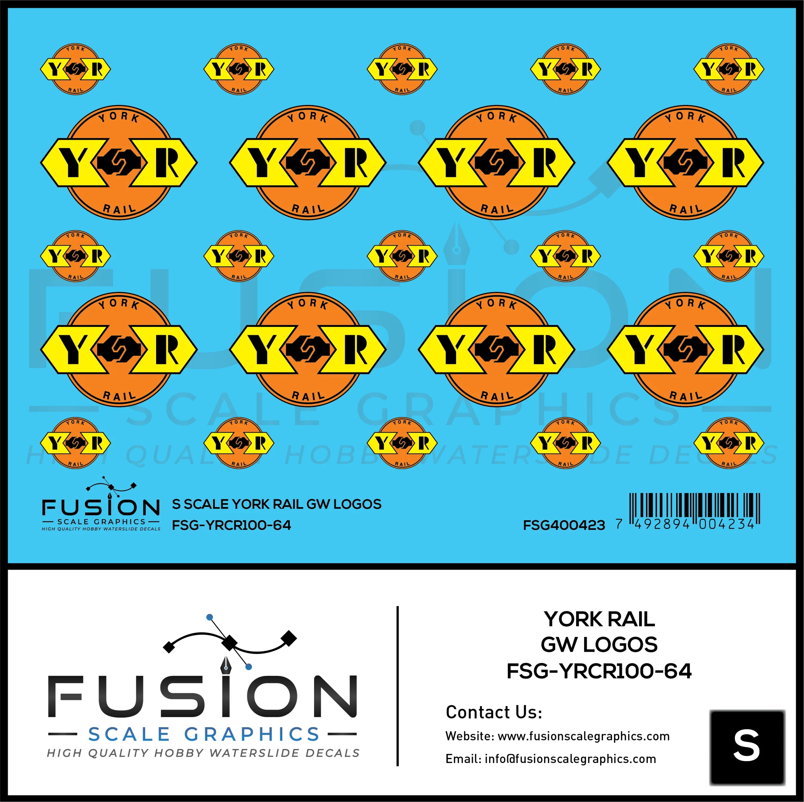 S Scale York Rail GW Logos Decal Set - Fusion Scale Graphics