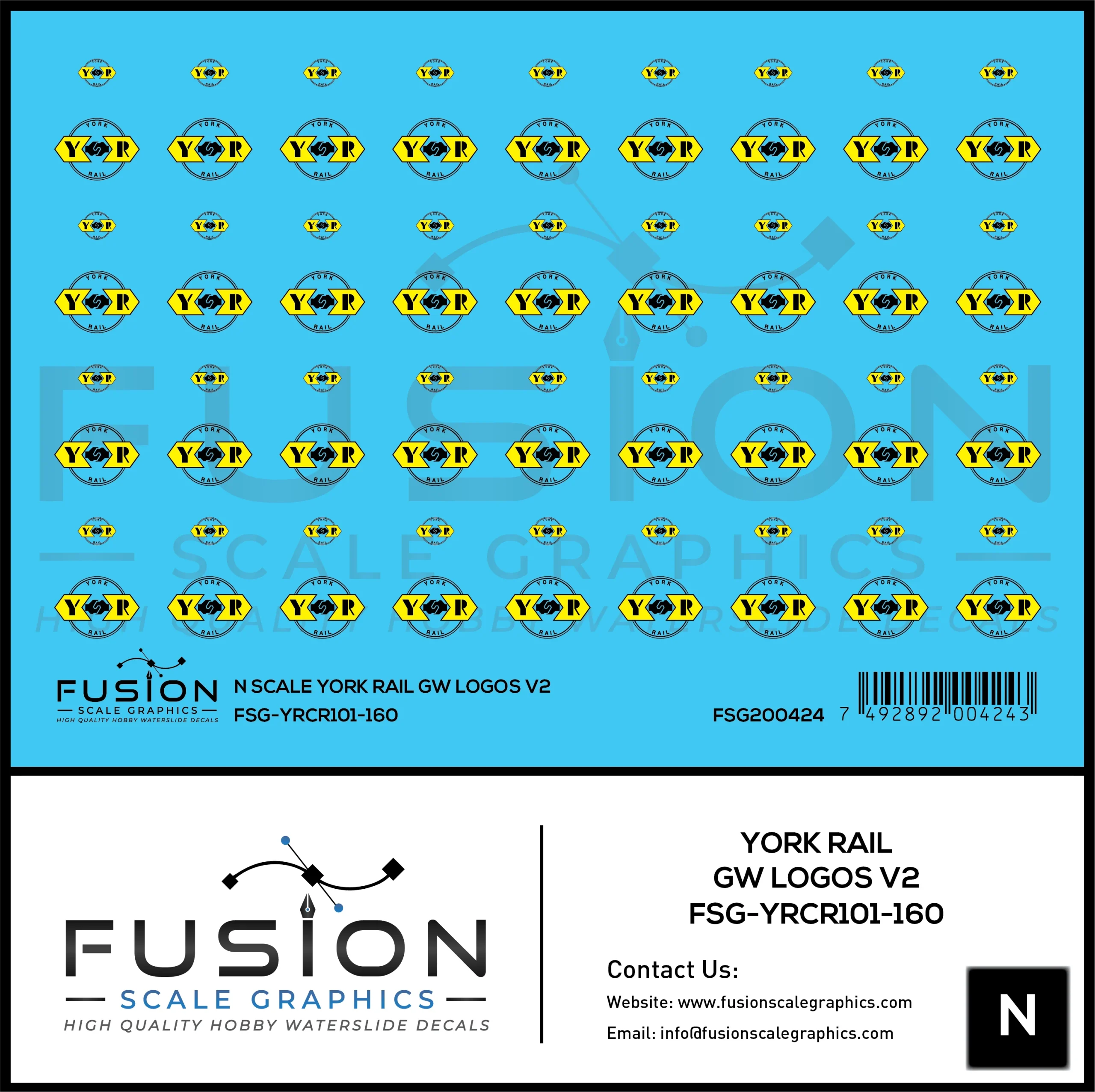 N Scale York Rail GW Logos V2 Decal Set - Fusion Scale Graphics