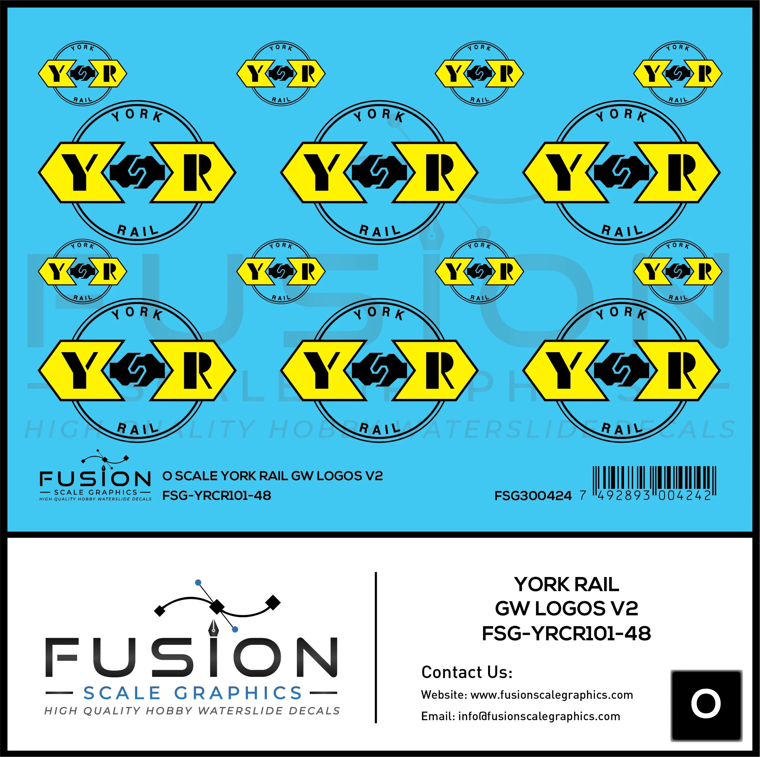 O Scale York Rail GW Logos V2 Decal Set - Fusion Scale Graphics