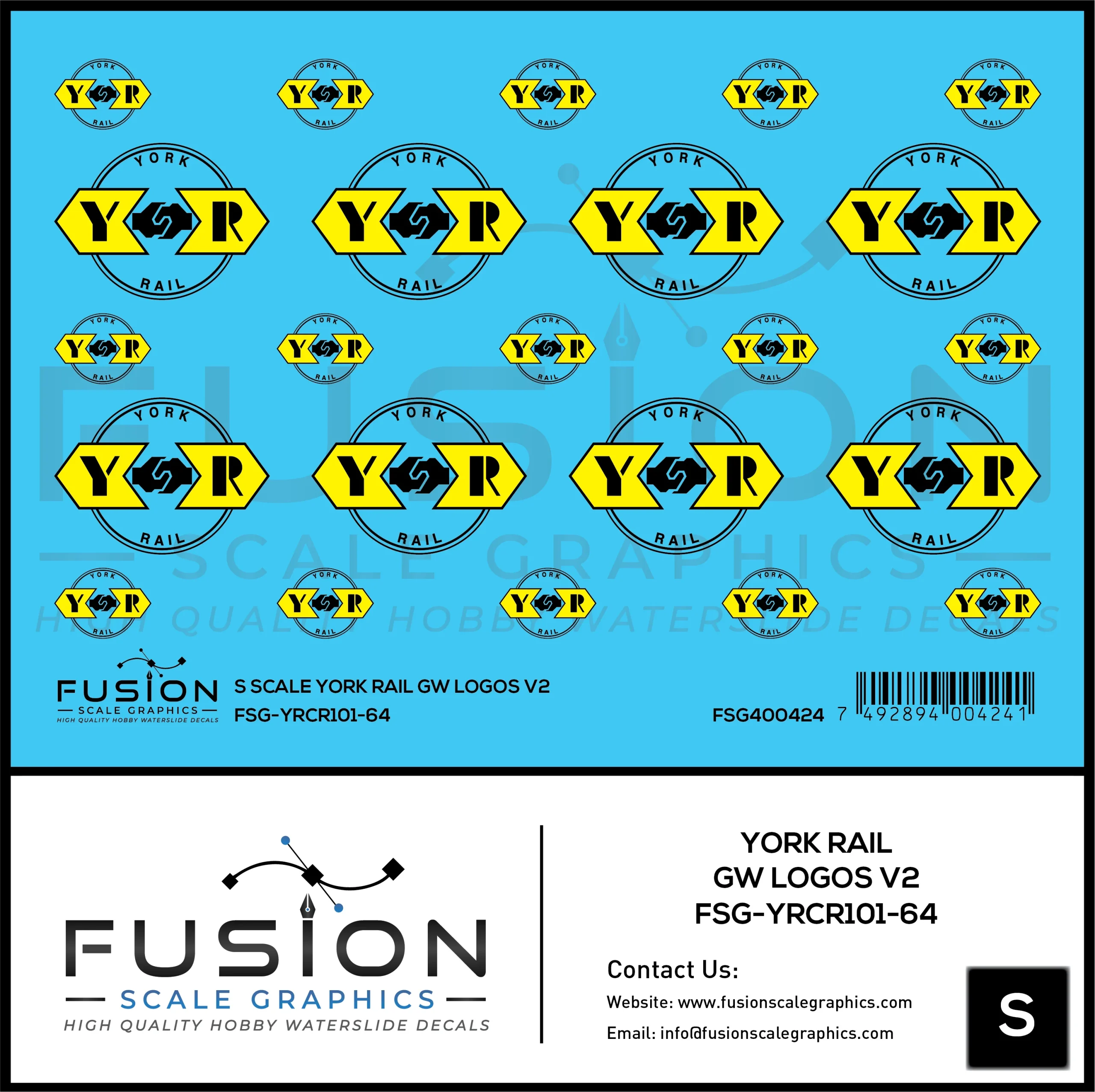S Scale York Rail GW Logos V2 Decal Set - Fusion Scale Graphics
