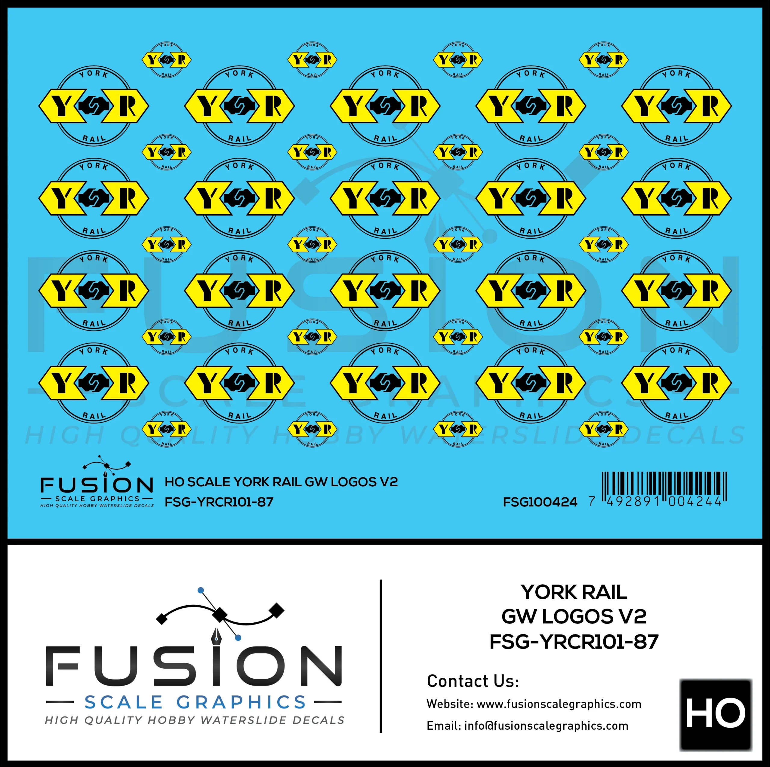 HO Scale York Rail GW Logos V2 Decal Set - Fusion Scale Graphics