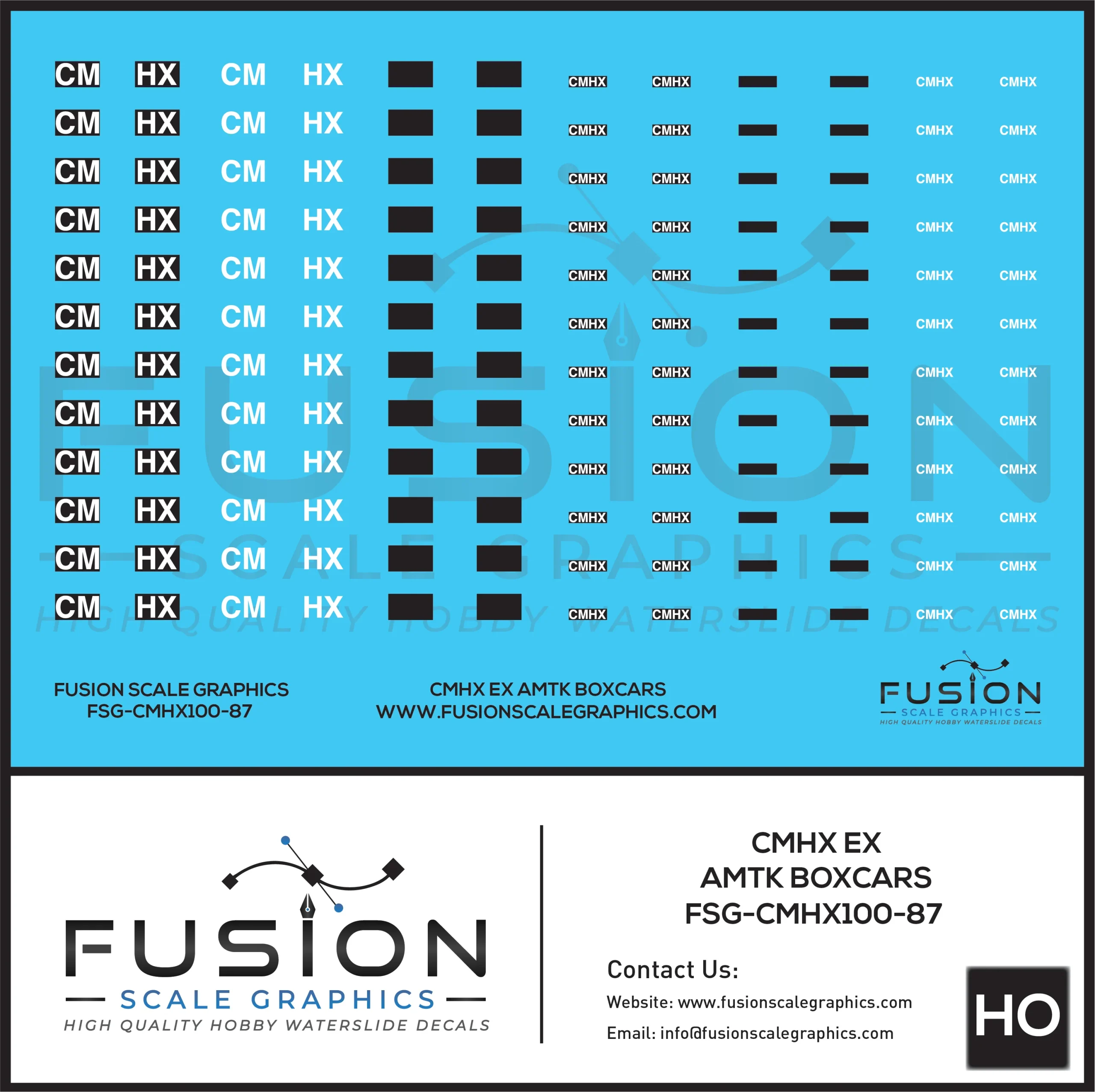 HO Scale CMHX ex AMTK Boxcar Patching Decal Set - Fusion Scale Graphics