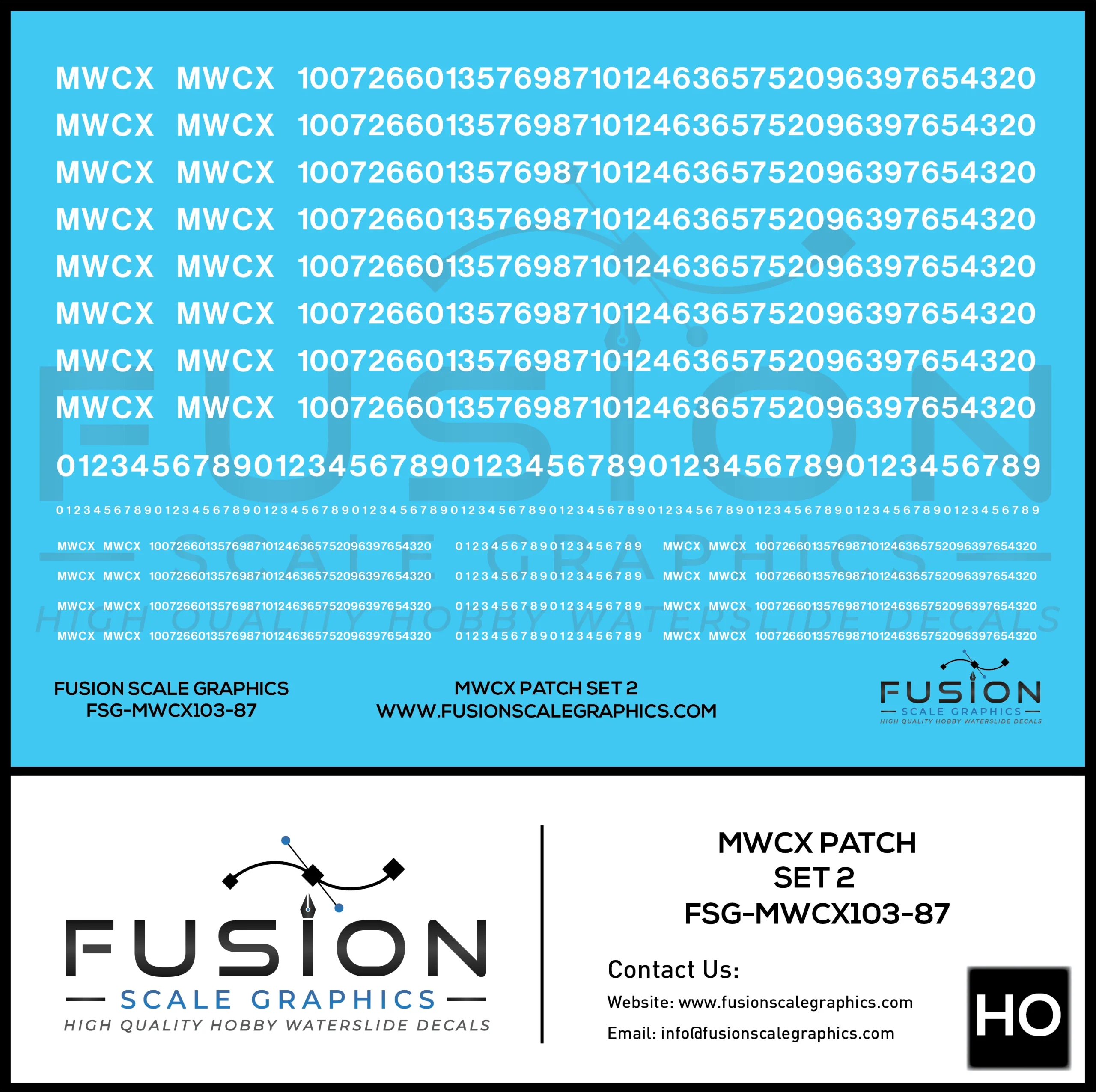 HO Scale MWCX Freight Car Patching Decal Set 2 - Fusion Scale Graphics