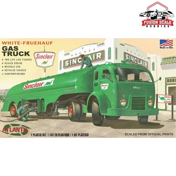 Atlantis Models White Fruehauf Gas Truck Sinclair US Army NEW GLASS Plastic Model kit 1/48