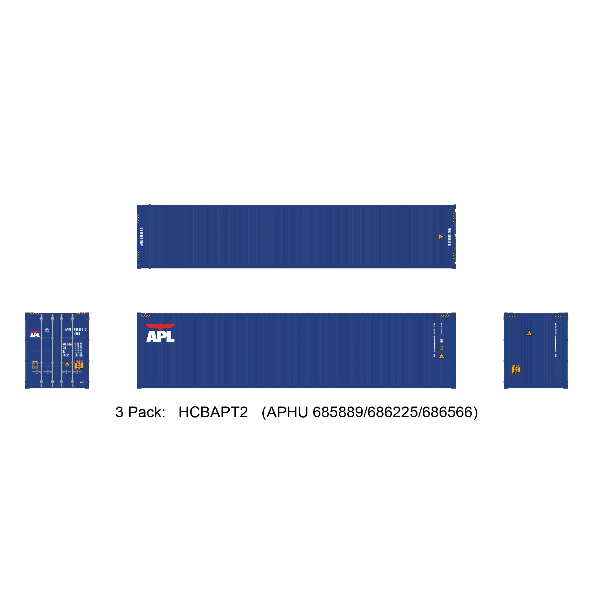 Aurora Miniatures HO 40ft Containers 3 Pack APL Small Logo (APHU 685889/686225/686566)