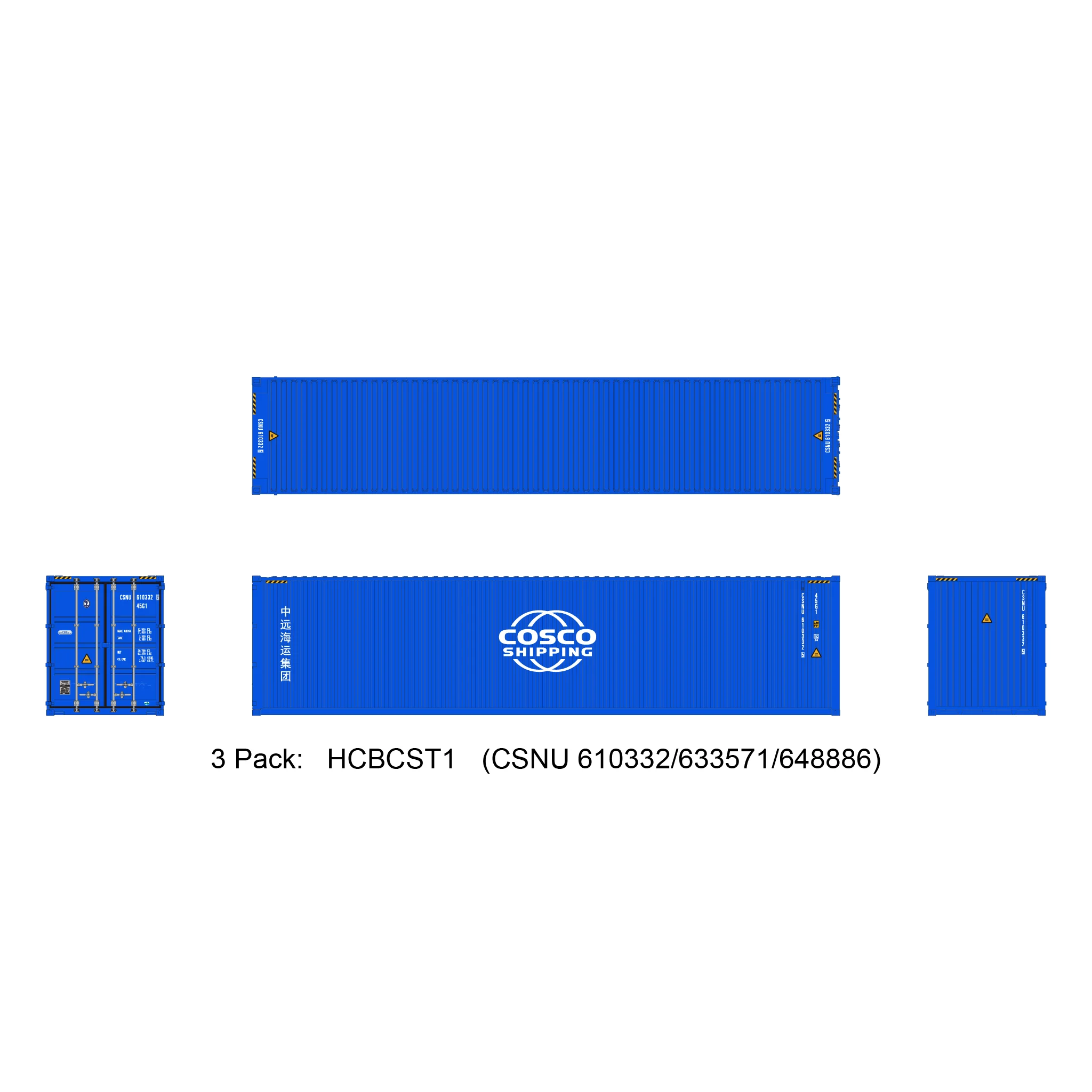 Aurora Miniatures HO 40ft Containers 3 Pack COSCO (CSNU 610332/633571/648886)