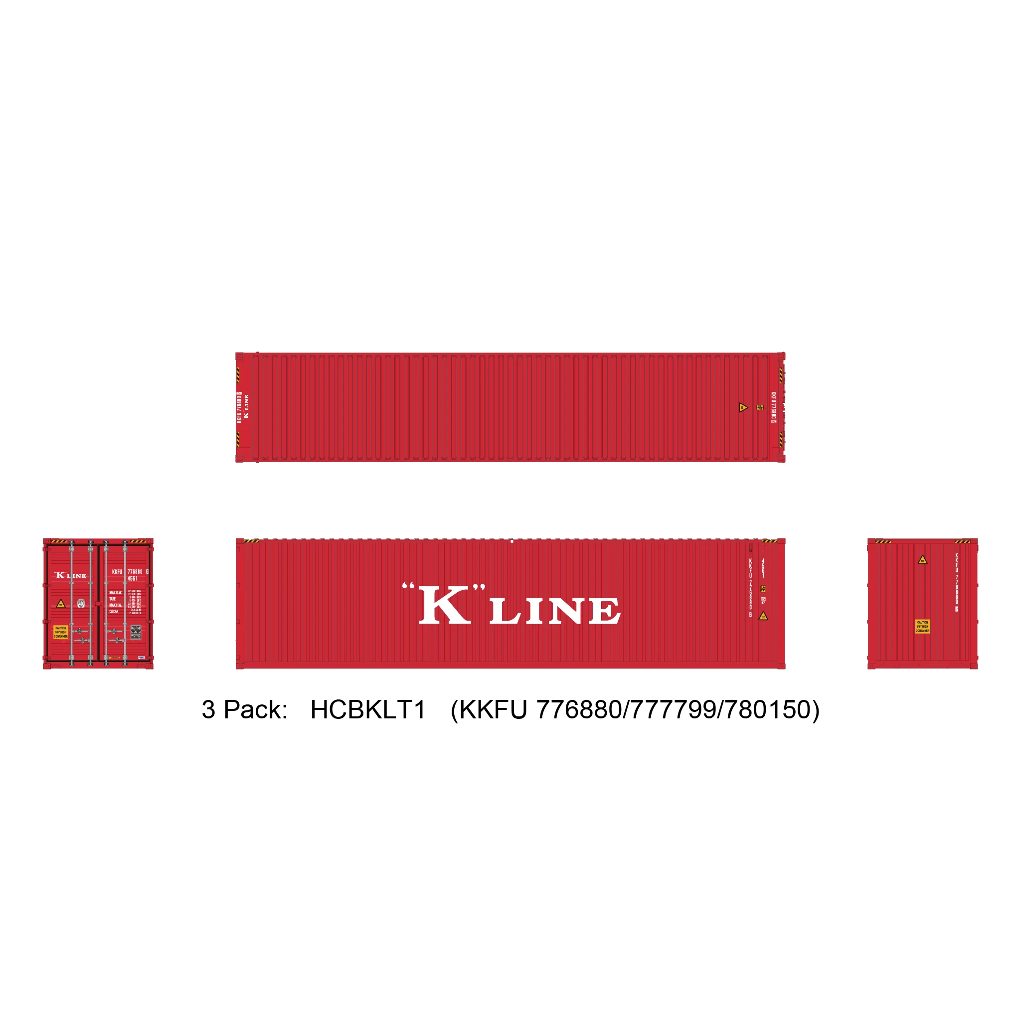 Aurora Miniatures HO 40ft Containers 3 Pack K Line (KKFU 776880/777799/780150)