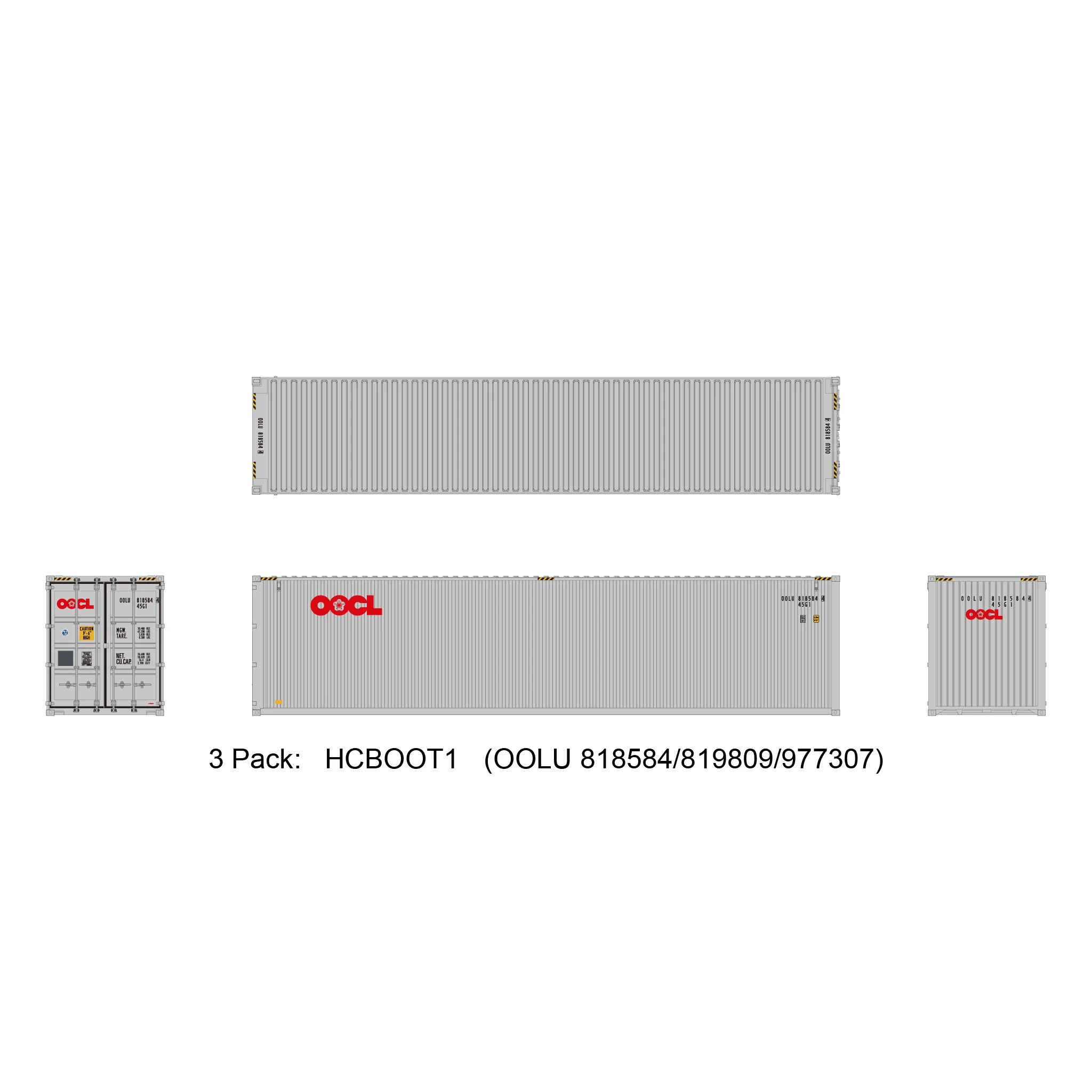 Aurora Miniatures HO 40ft Containers 3 Pack OOCL (OOLU 818584/819809/977307)