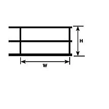 Plastruct Gray ABS Hand Rail - 2-43/64" (67.9mm) x 4-1/2" (113.3mm) x 24" (600mm) Length (1 per pack)