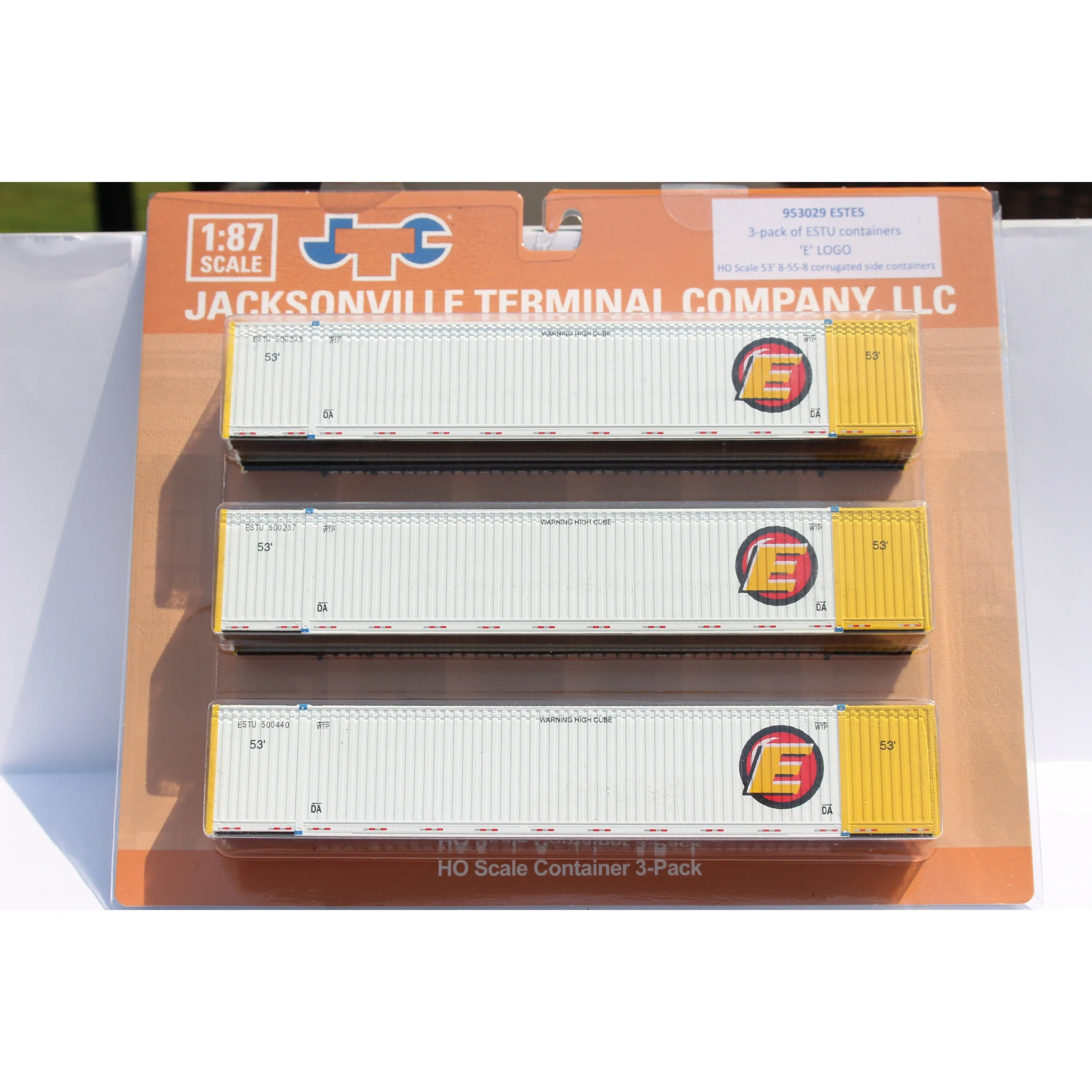 Jacksonville Terminal HO Scale Estes 53' High Cube Containers 3-Pack Set 8 - JTC 953029