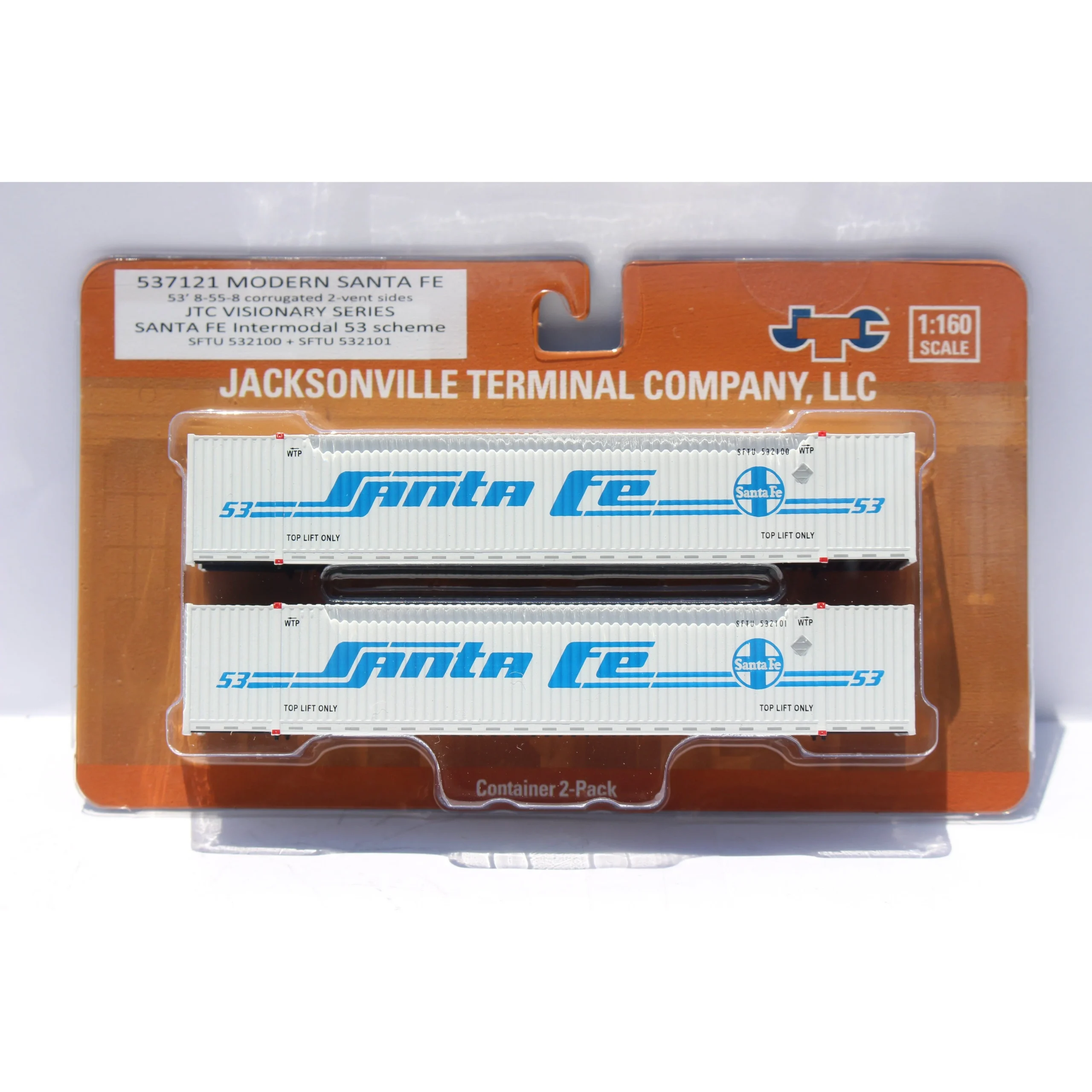 Jacksonville Terminal N Scale VS Santa Fe 53' High Cube Containers - JTC 537121