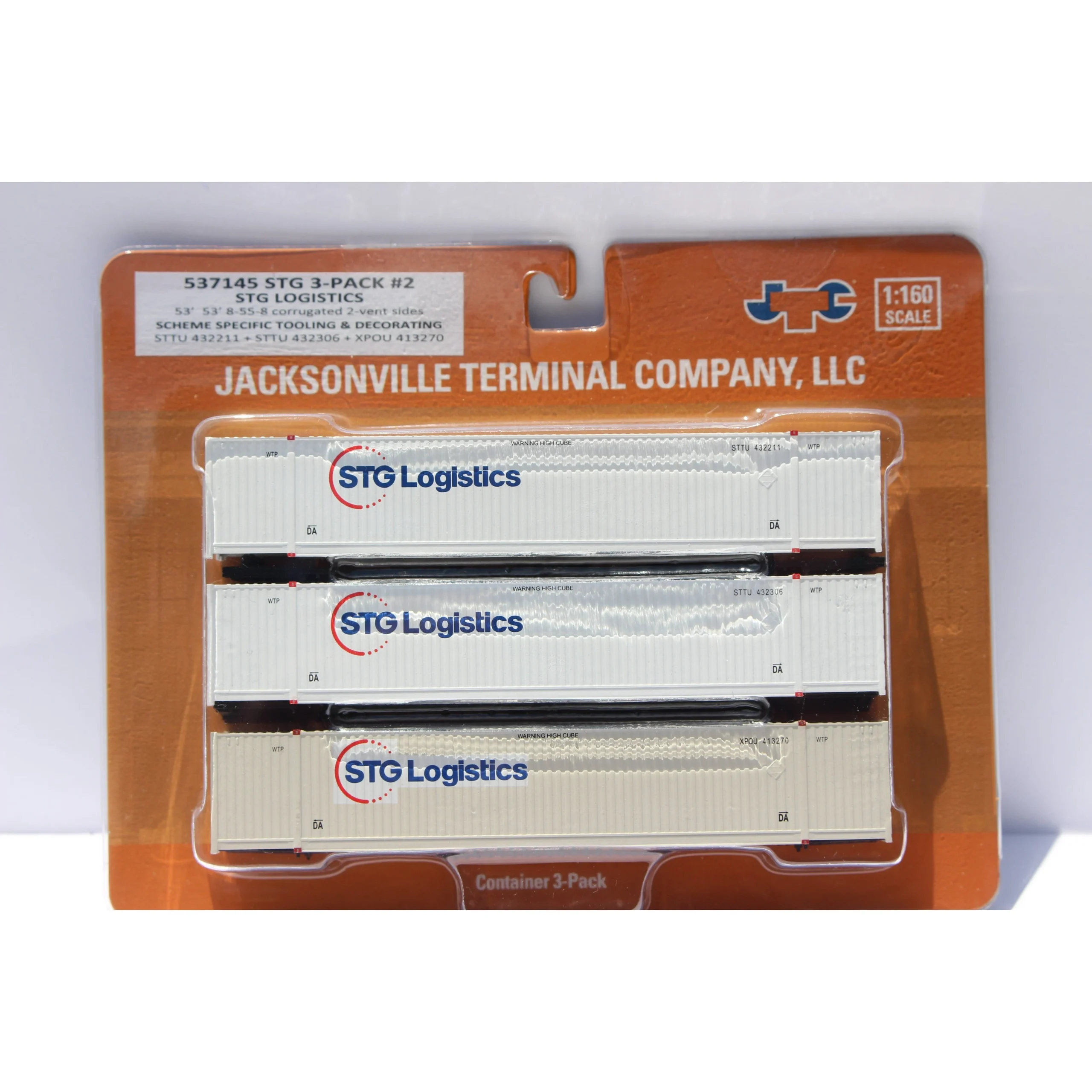 Jacksonville Terminal N Scale STG Logistics/XPO #2 53' High Cube Containers 3-Pack - JTC 537145