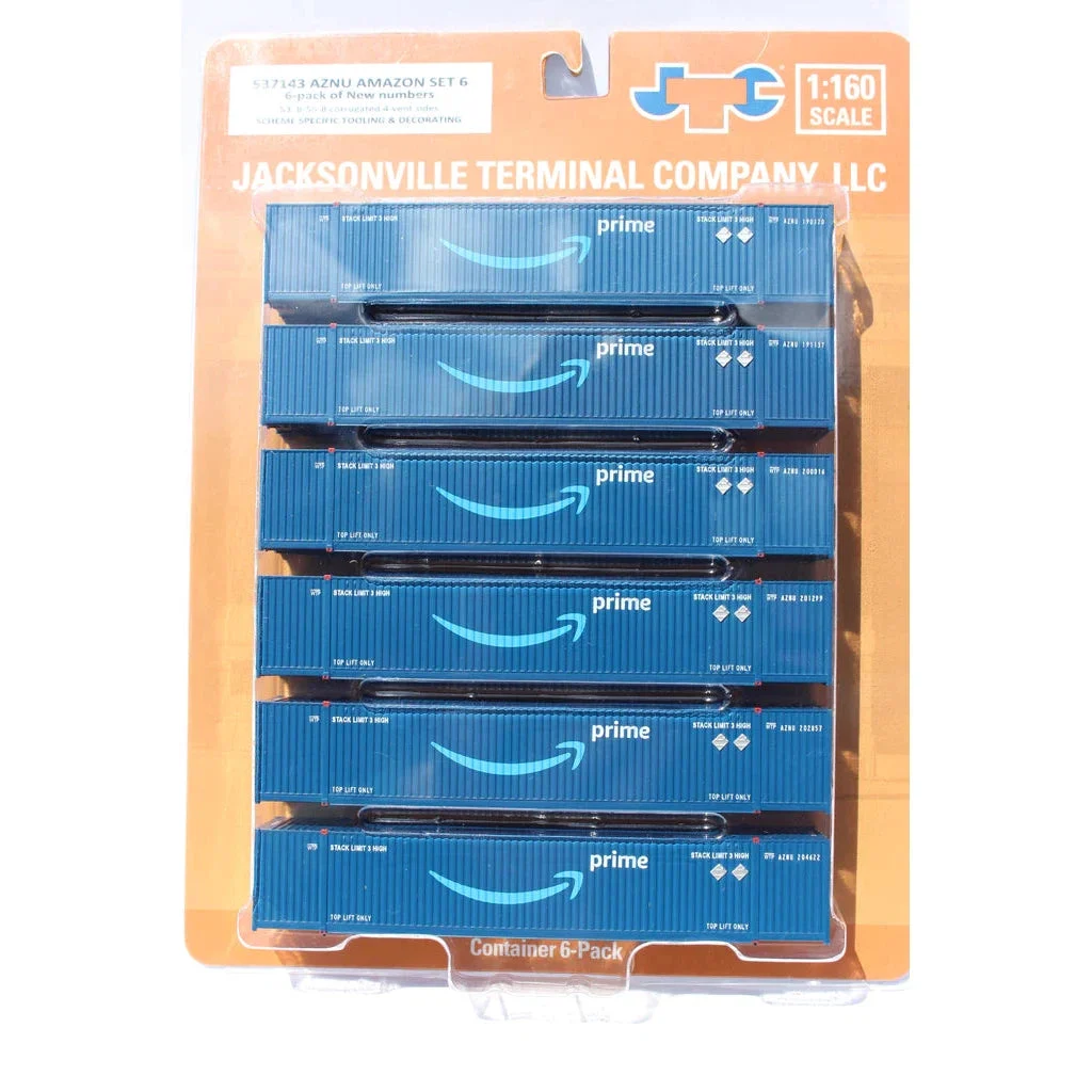 Jacksonville Terminal N Scale Amazon Prime Arrow 53' High Cube Containers 6-Pack Set 1 - JTC 537143