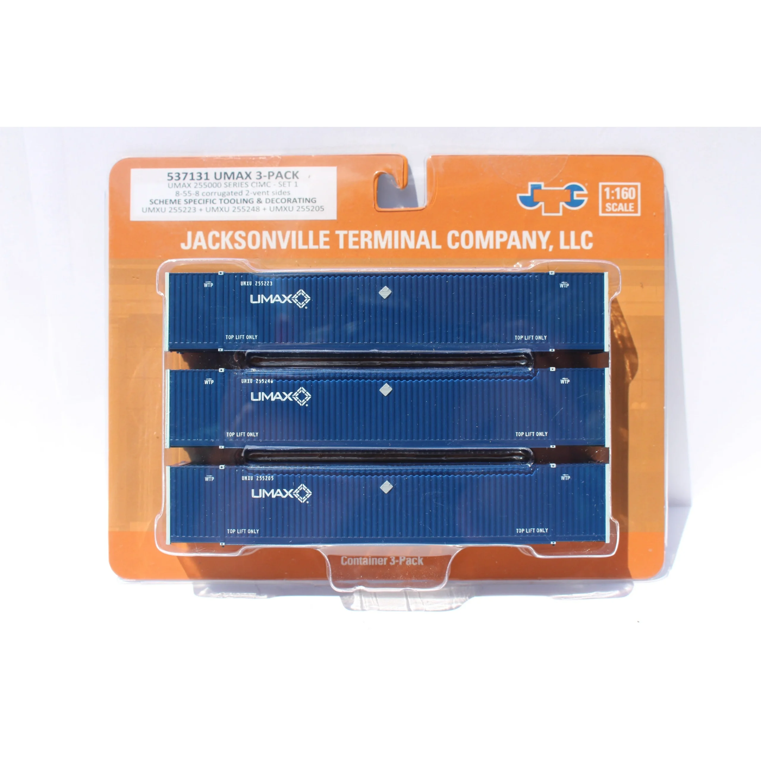 Jacksonville Terminal N Scale UMAX 53' High Cube Containers 3-Pack - JTC 537131