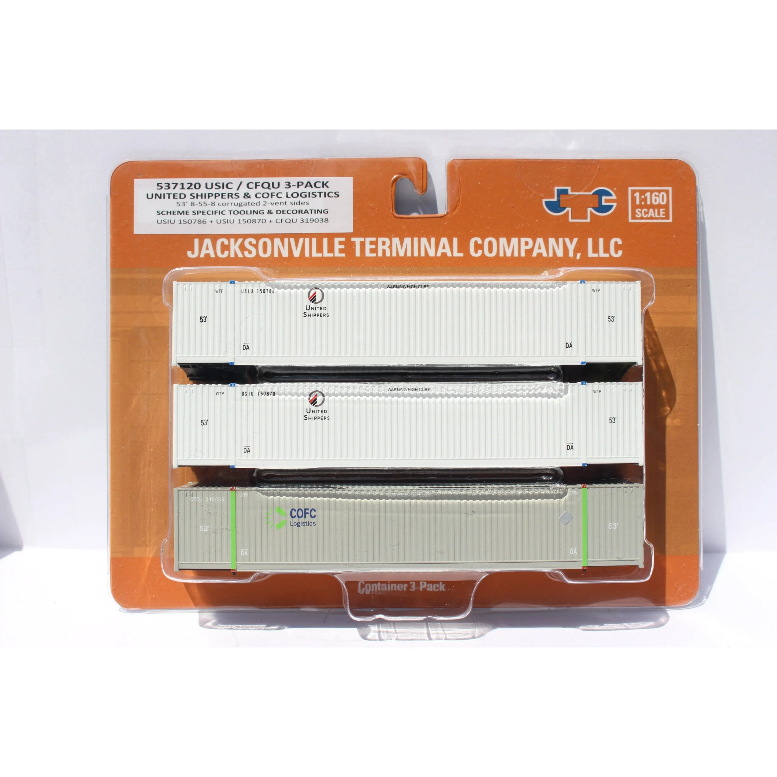 Jacksonville Terminal N Scale United Shippers/COFC 53' High Cube Containers 3-Pack - JTC 537120