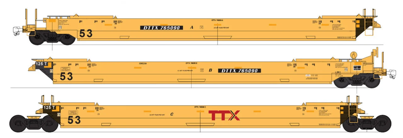 InterMountain TTX DTTX 765090 New Logo Gunderson Maxi IV Stack Late articulated 3 unit Well Car