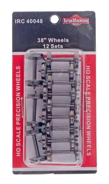 Intermountain HO Scale 38" Metal Wheelsets - .110" Tread, 12 Axles - 40048