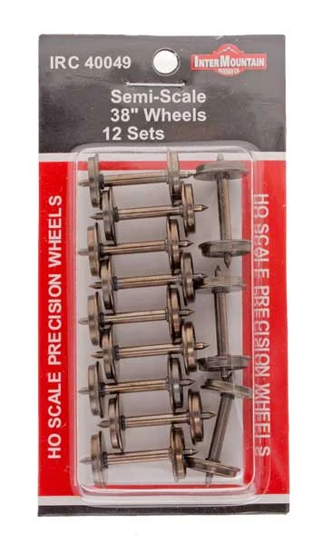 Intermountain HO Scale 38" Semi-Scale Metal Wheelsets - .088" Tread, 12 Axles - 40049