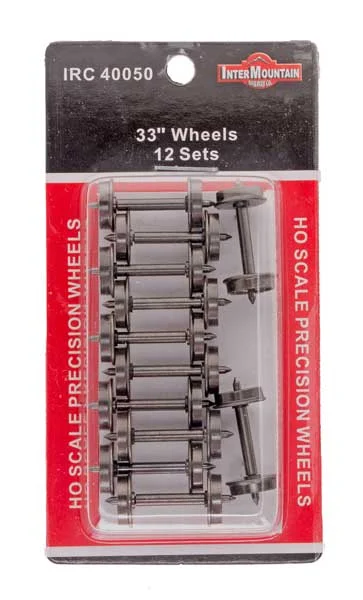 Intermountain HO Scale 33" Metal Wheelsets - .110" Tread, 12 Axles - 40050