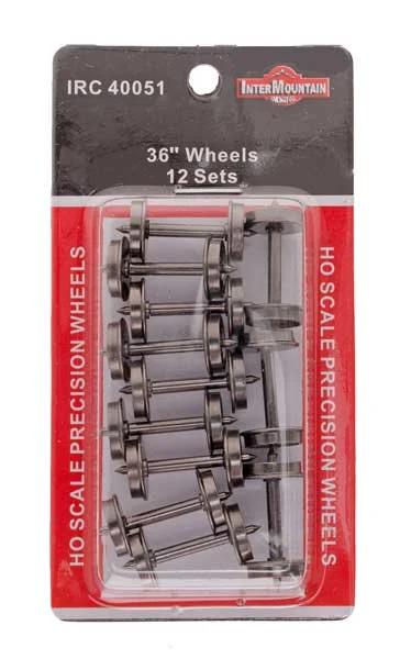 Intermountain HO Scale 36" Metal Wheelsets - .110" Tread, 12 Axles - 40051
