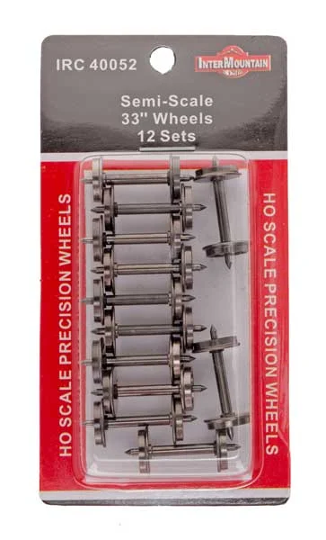 Intermountain HO Scale 33" Semi-Scale Metal Wheelsets - .088" Tread, 12 Sets - 40052