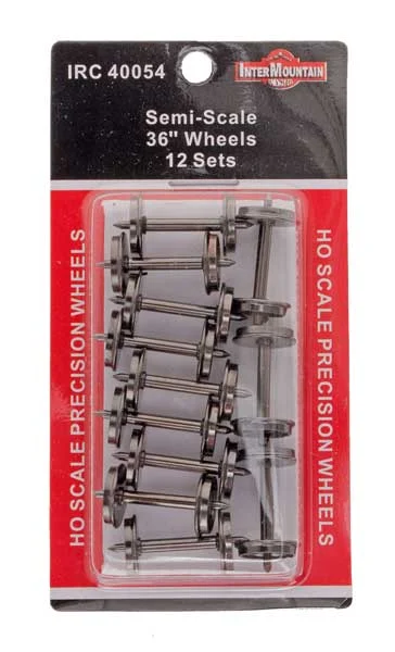 Intermountain HO Scale 36" Semi-Scale Metal Wheelsets - .088" Tread, 12 Sets - 40054