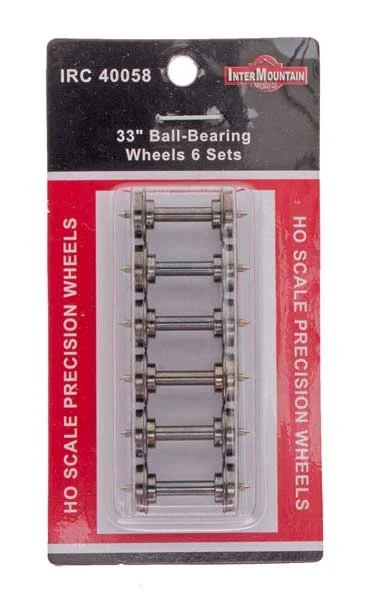 Intermountain HO Scale 33" Ball Bearing Wheelsets - .110" Tread, 6 Axles - 40058