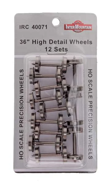 Intermountain HO Scale 36" Metal Wheelsets - .110" Tread, 12 Axles - 40071