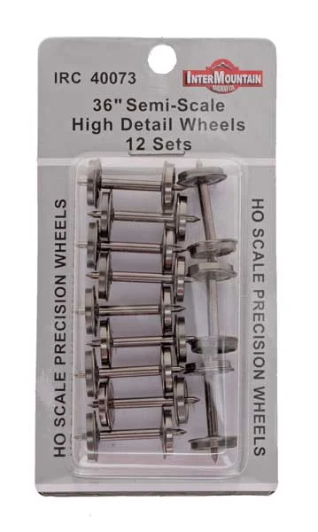 Intermountain HO Scale 36" Semi-Scale Metal Wheelsets - .088" Tread, 12 Axles - 40073