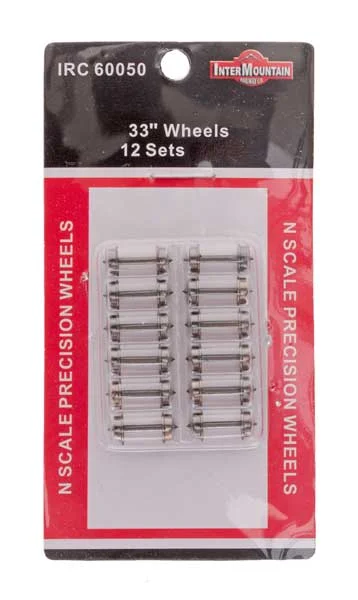 Intermountain N Scale 33" Metal Wheelsets - 0.554" Axle, 12 Axles - 60050