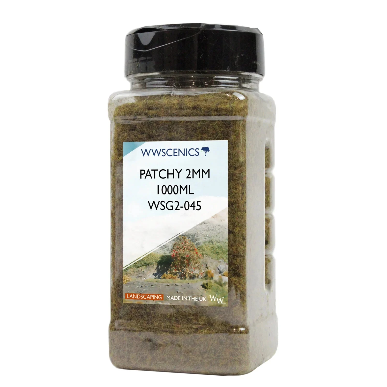 Peco 2mm Patchy Static Grass 1000ml Canister - WSG2045