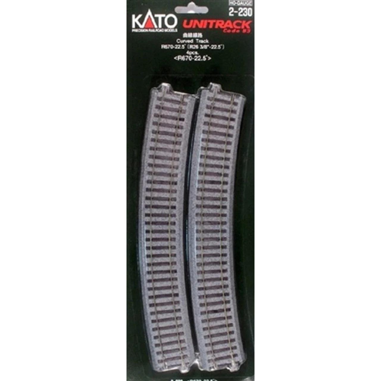 Kato HO Scale Unitrack R670-22.5 Curve Track 4 Pack 2230