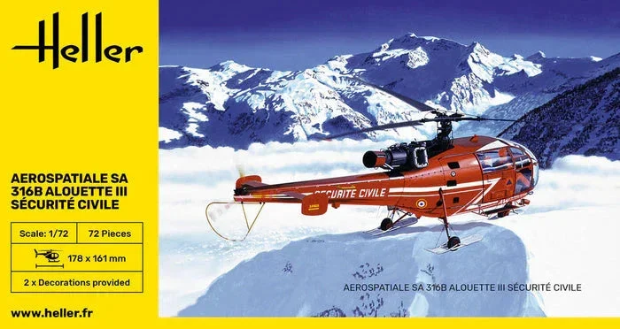 1/72 Heller SA 316B Alouette III Sécurité Civile