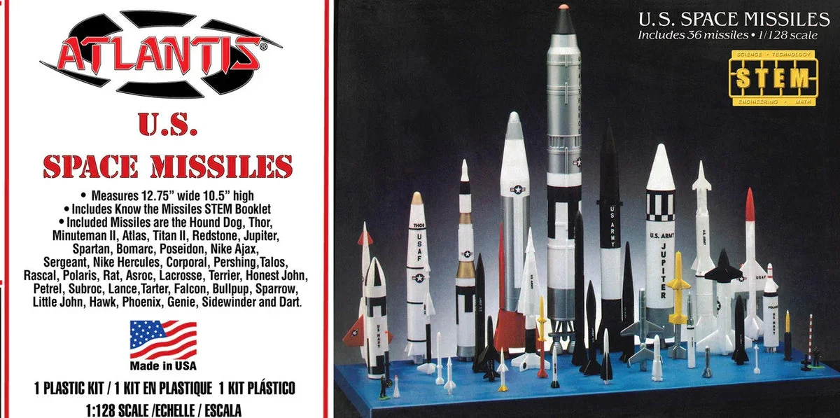 1/128 Atlantis Models U.S. Space Missile Set 36 Missiles Included STEM 6871