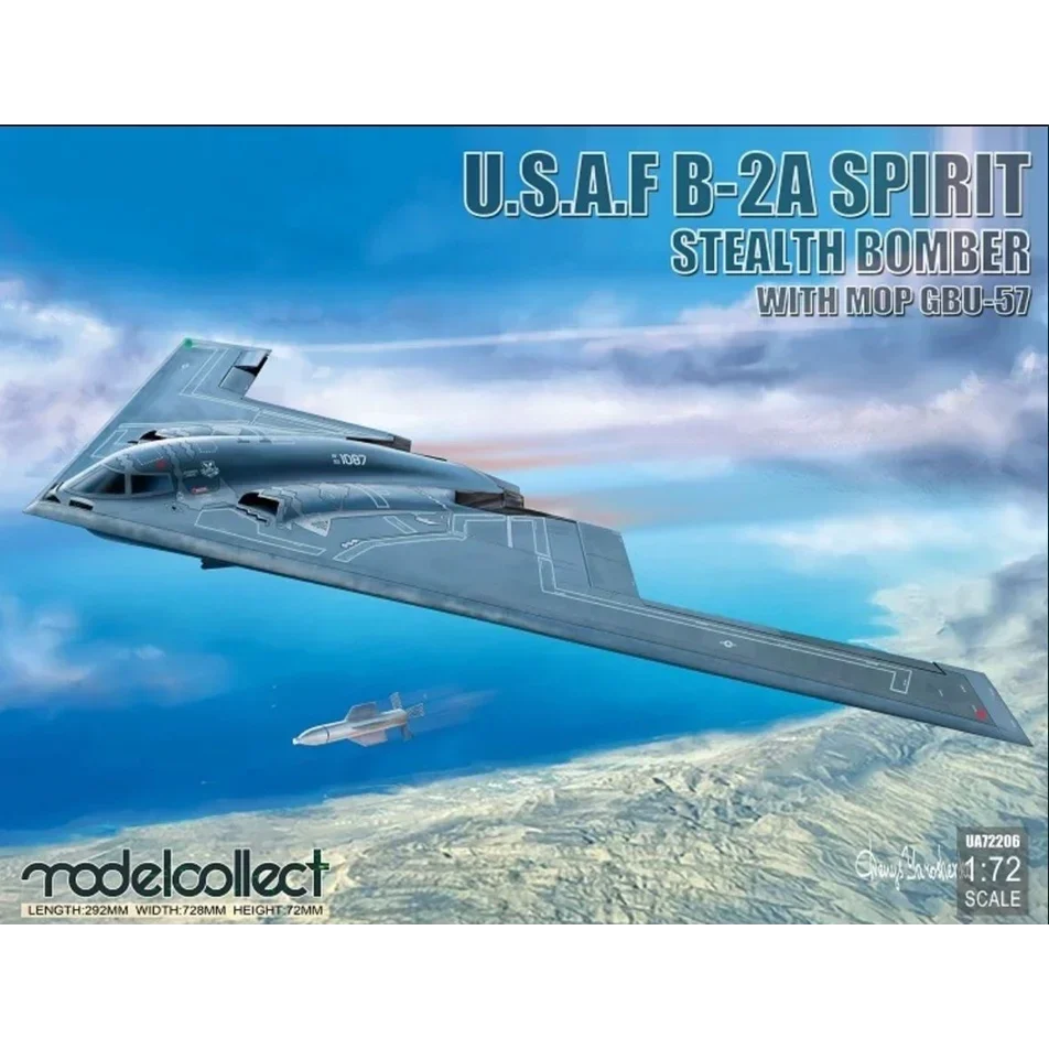 1/72 ModelCollect USAF B-2A Spirit Stealth Bomber with Mop GBU-57 - 72206