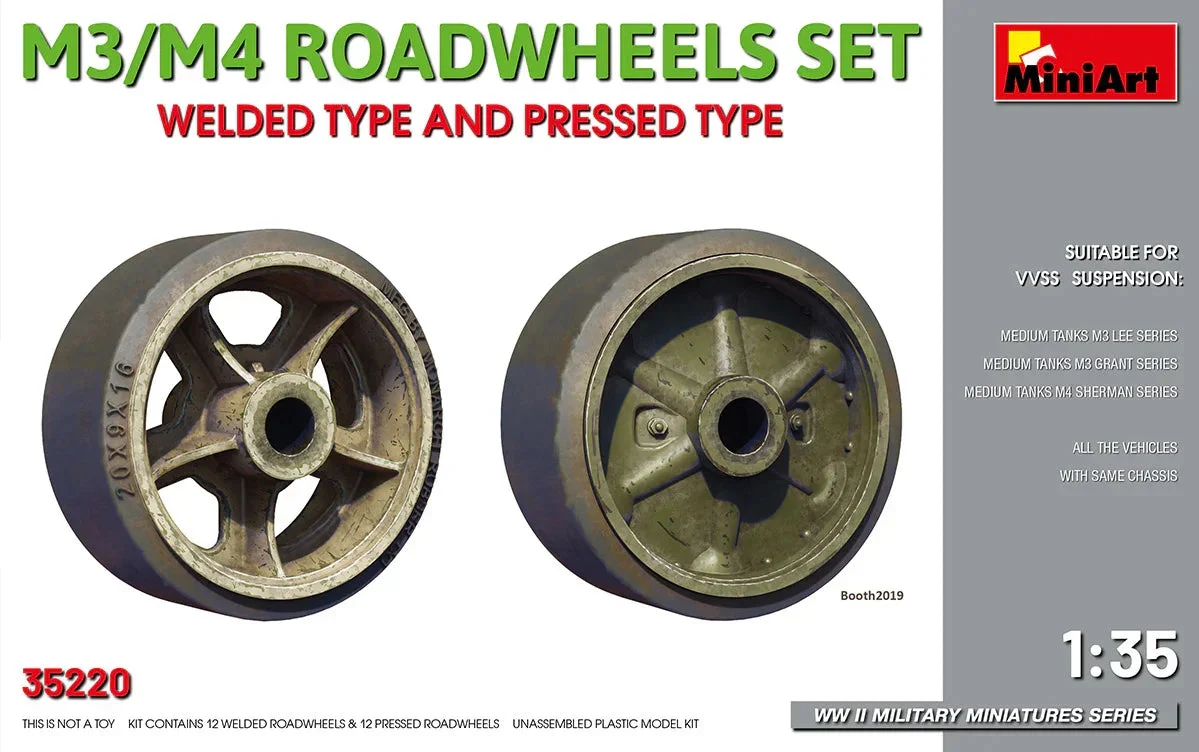 1/35 Mini Art - M3/M4 Roadwheels Set Welded Type And Pressed Type - 35220