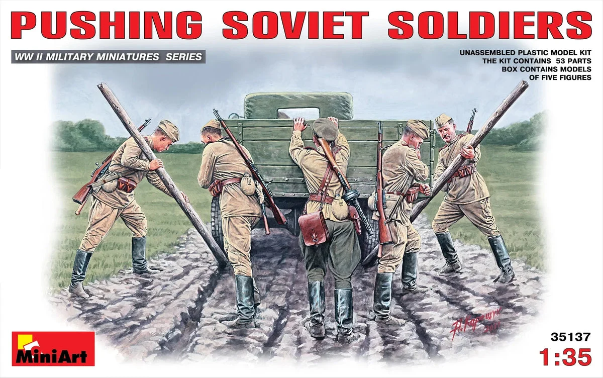 1/35 Mini Art - Pushing Soviet Soldiers - 35137